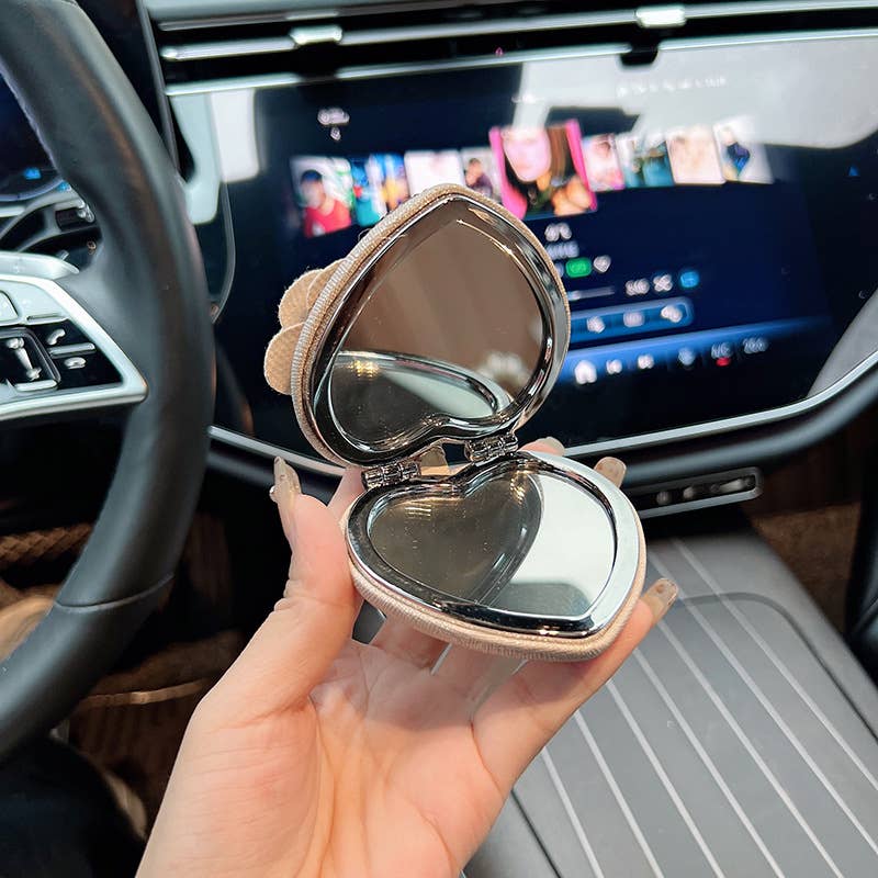 Heart Mirror Keychain with Flower and Pearl Charm 60261