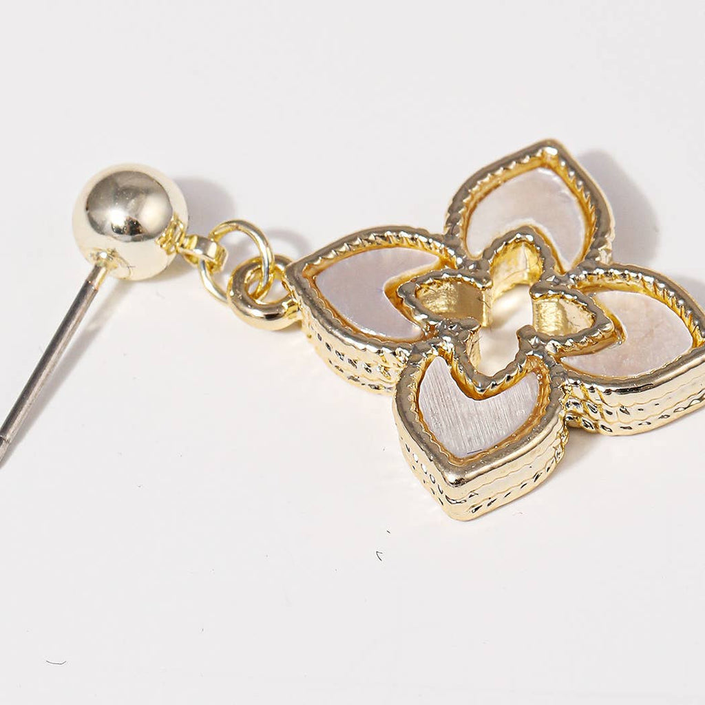 Double Layer Clover 14K Plated Post Earrings