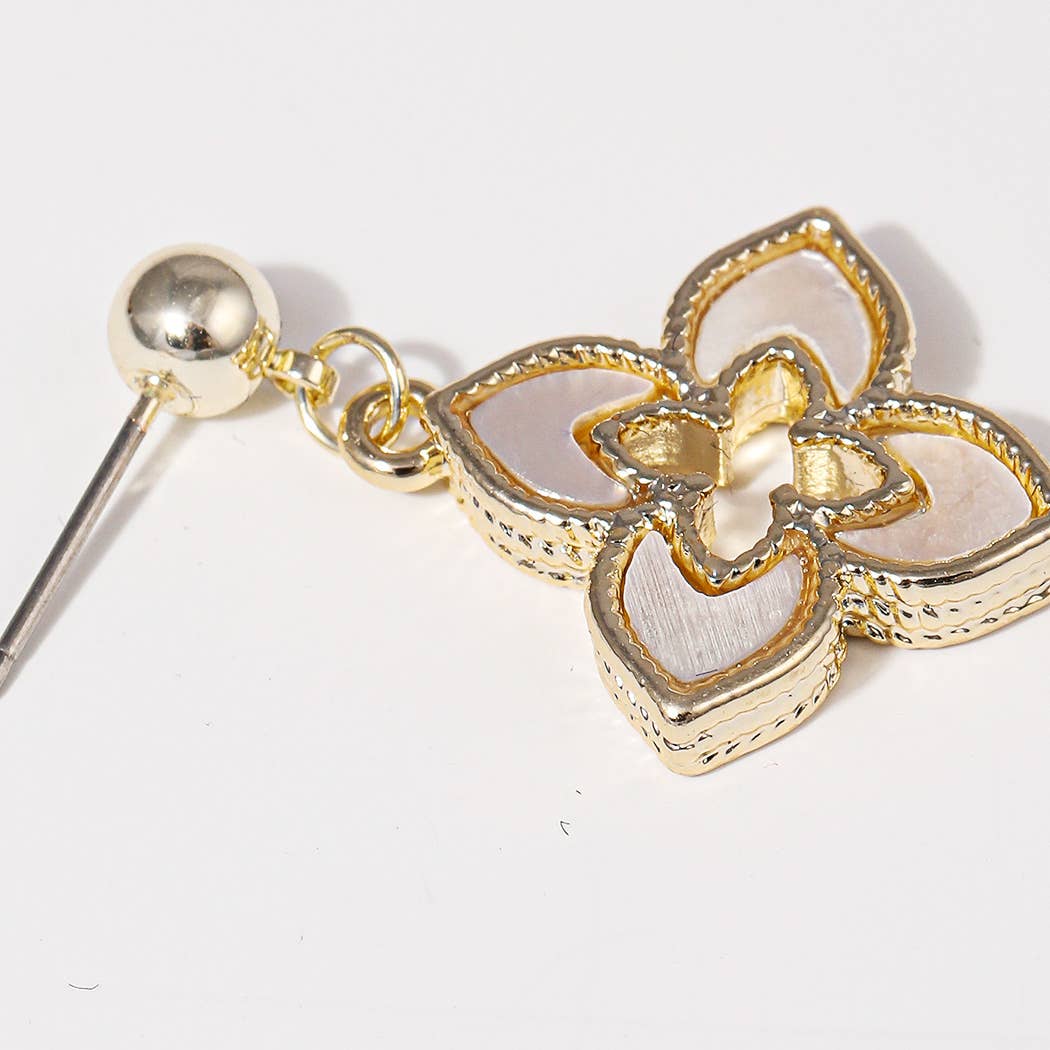 Double Layer Clover 14K Plated Post Earrings