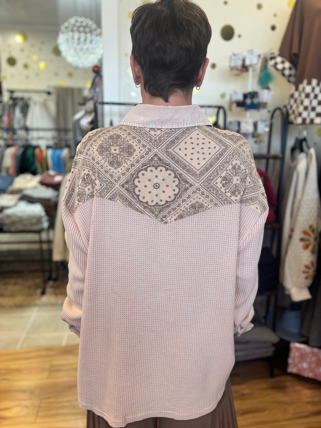 The Camille Patchwork Waffle Button-Up