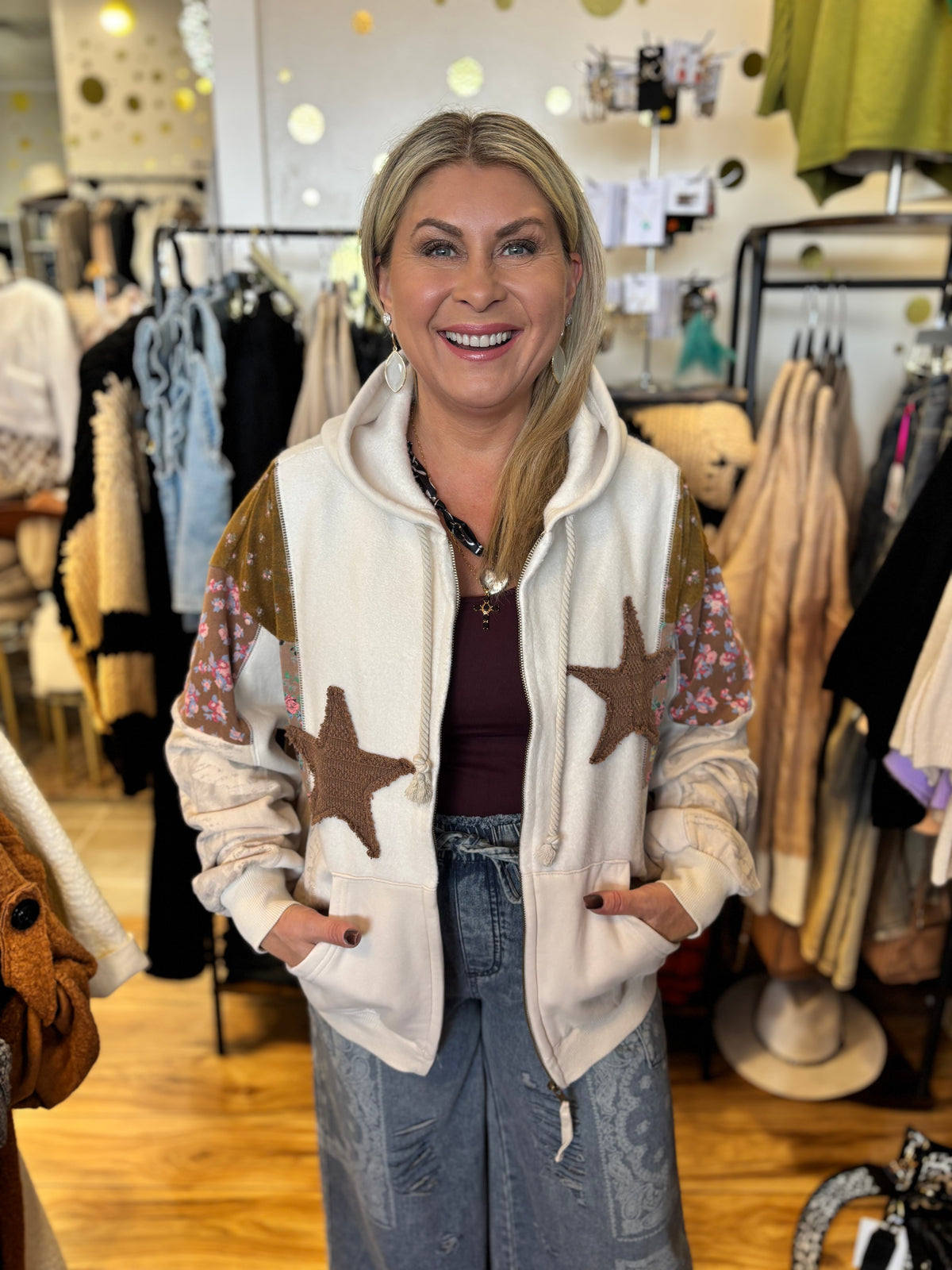 Piper Patchwork Star Zip-Up Hoodie