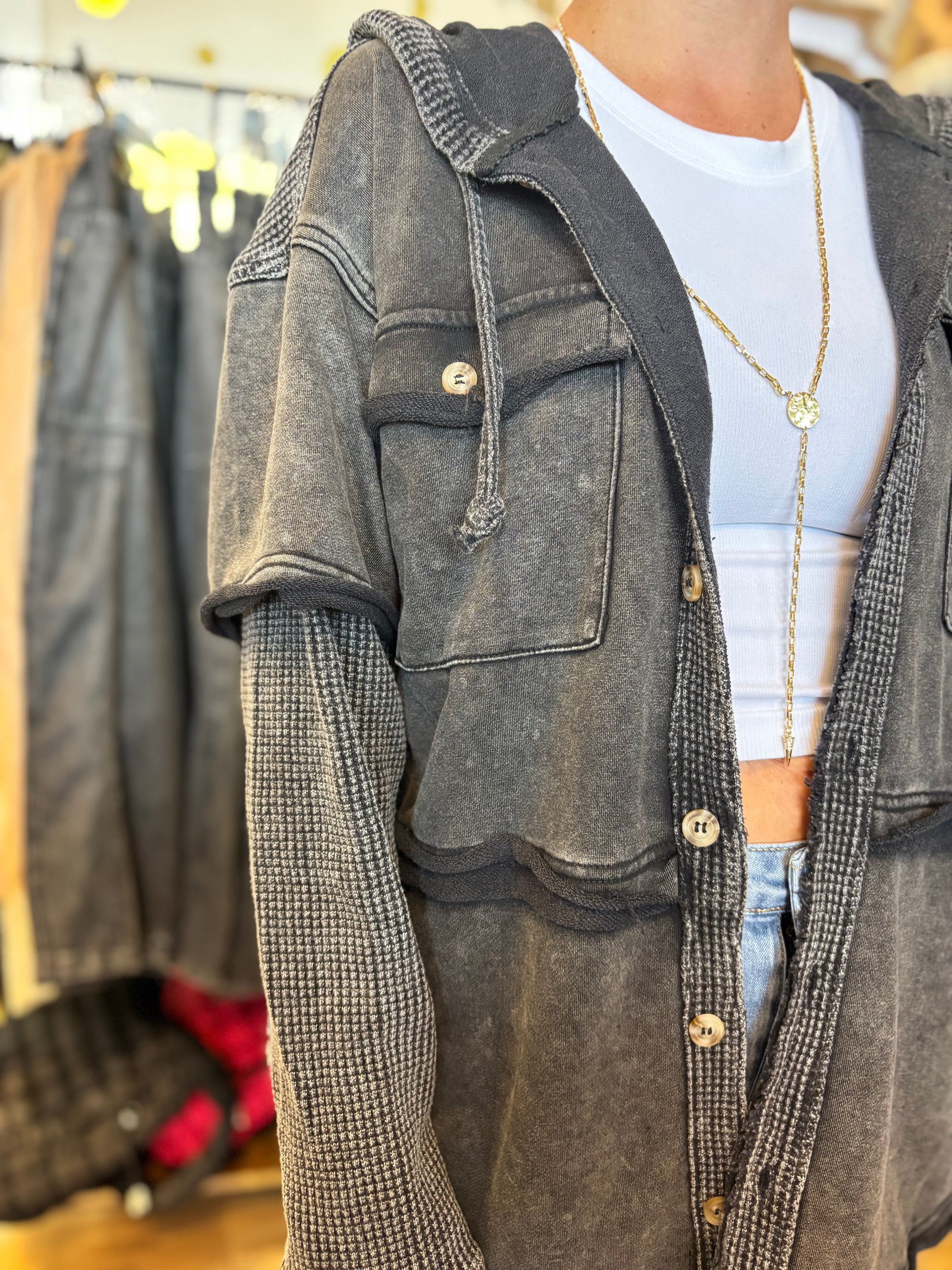 Camden Washed Waffle Sleeve Jacket