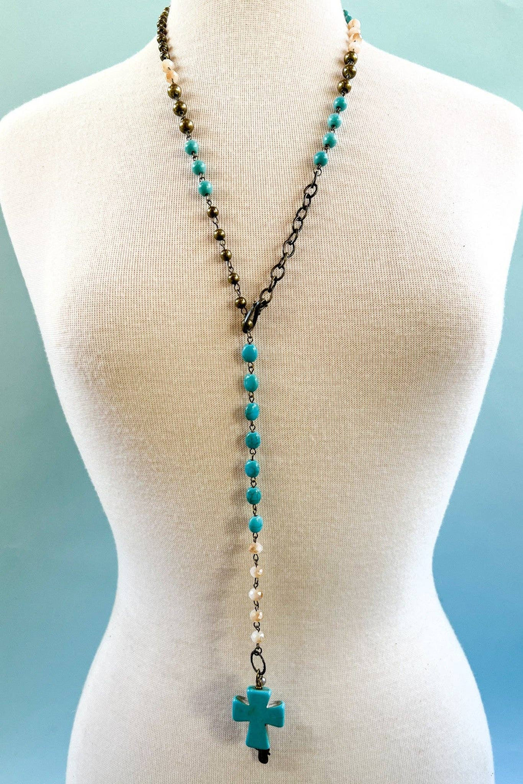 Boho Style Cross Necklace in Turquoise