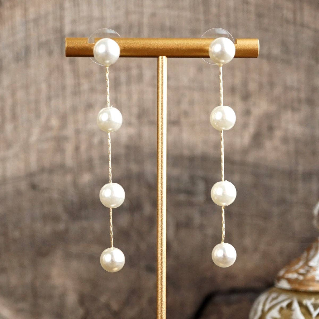 Moonlit Cascade – Pearl Strand Timeless Drop Earrings