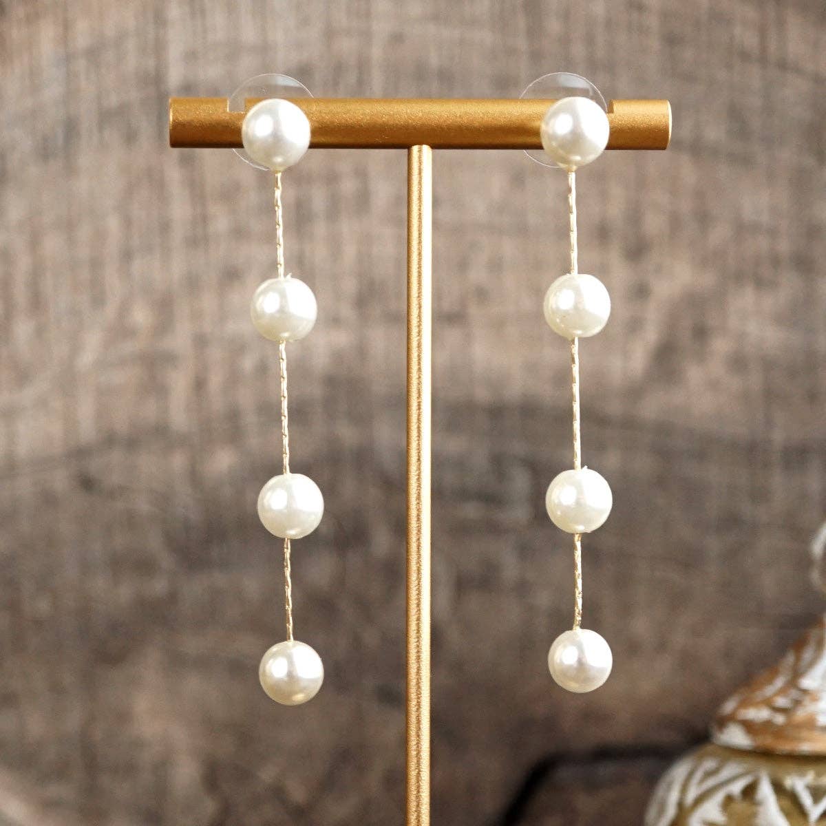 Moonlit Cascade – Pearl Strand Timeless Drop Earrings