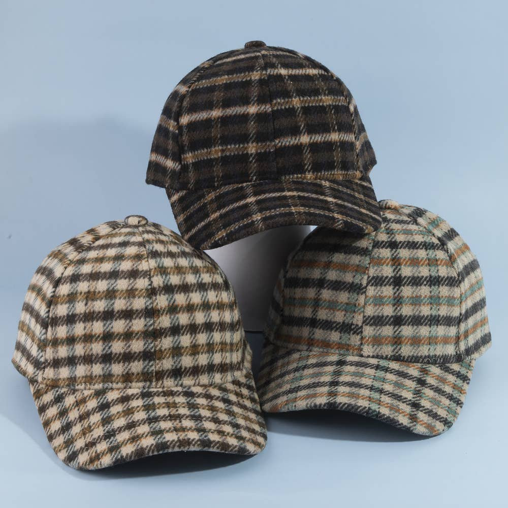 Tartan Check Curved Brim Baseball Cap