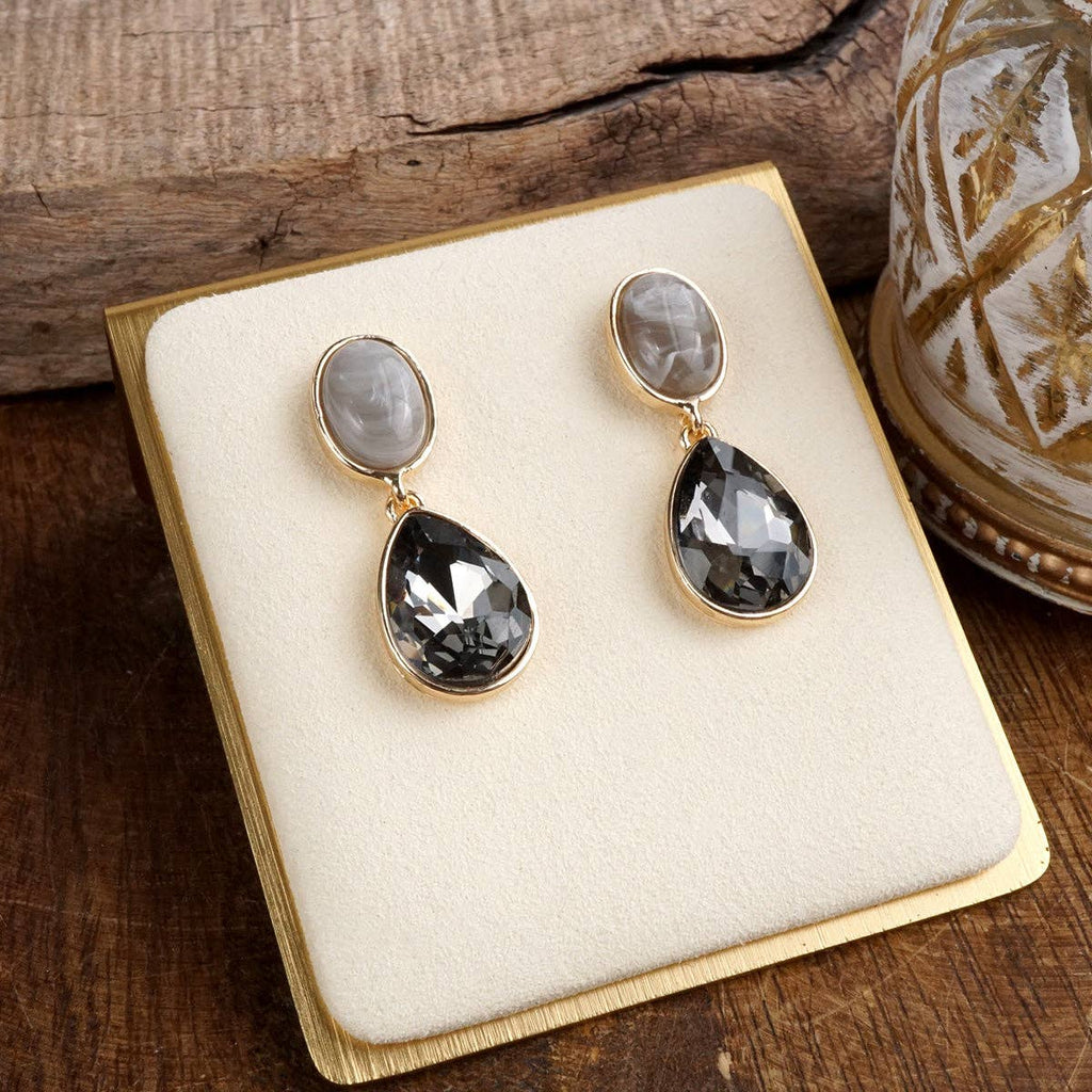 Moonlit Grace – Classic Teardrop Jeweled Statement Earrings