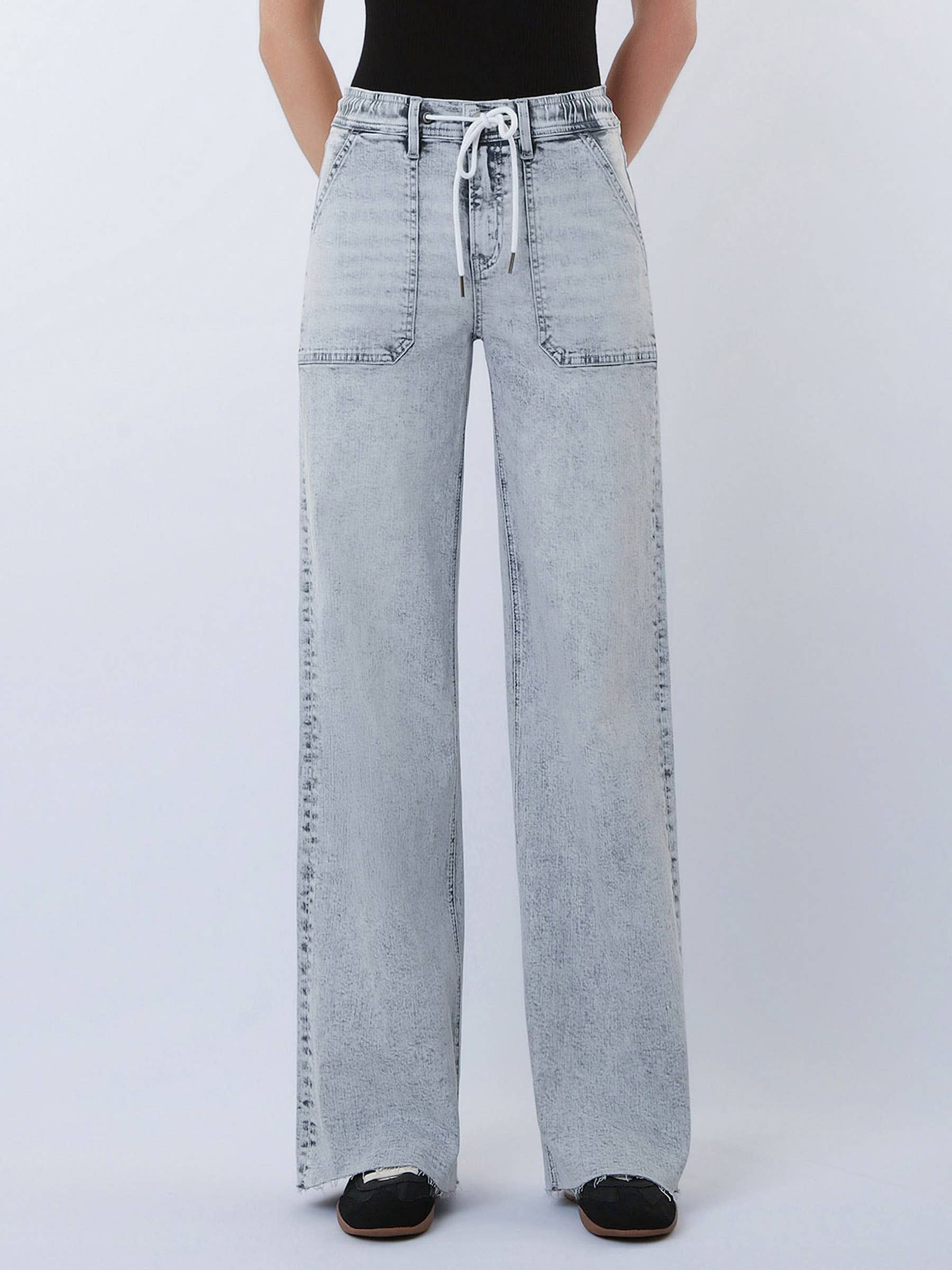Marlow High Rise Drawstring Wide Leg Jeans