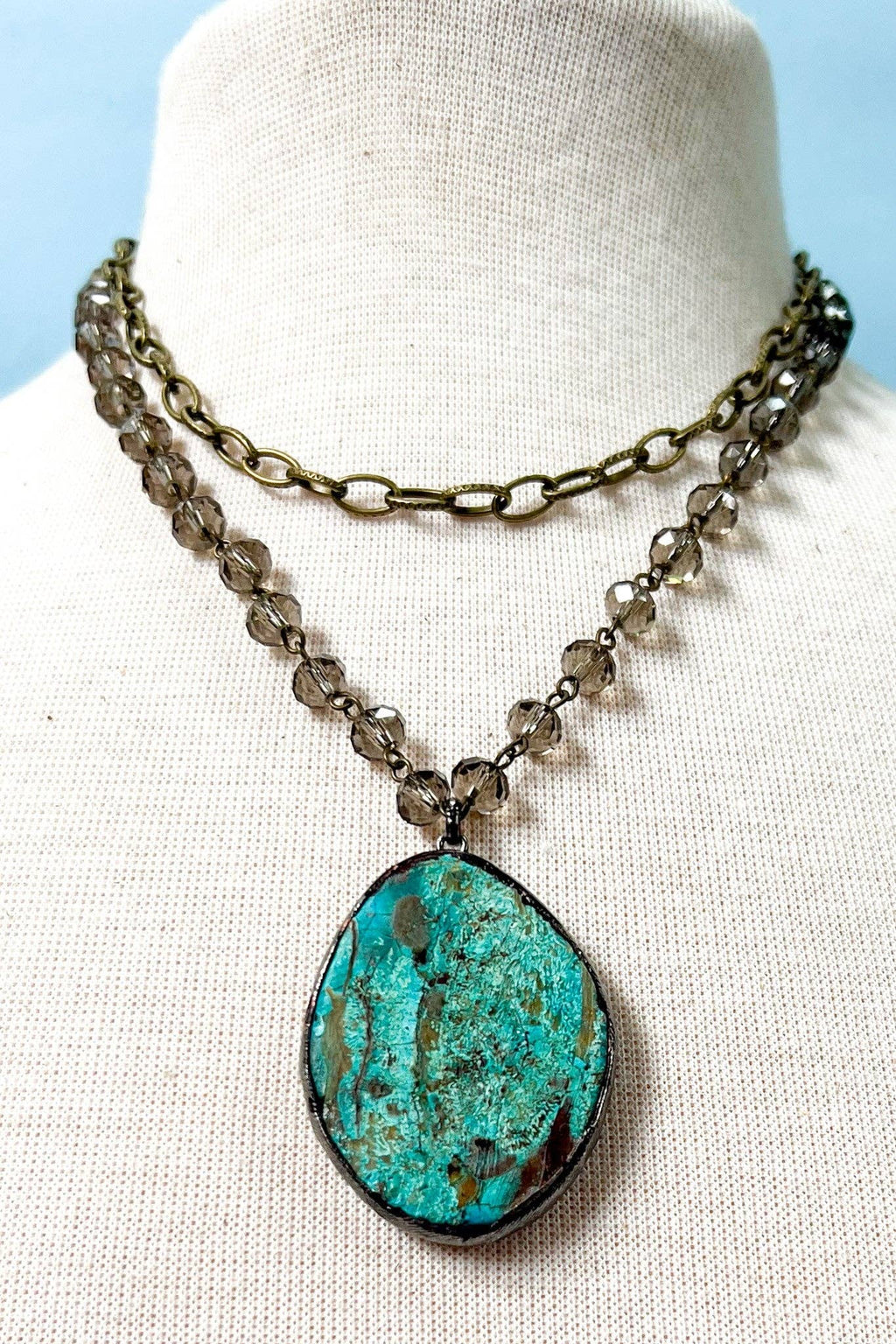 Boho Necklace Paige Necklace in Smokey beads
