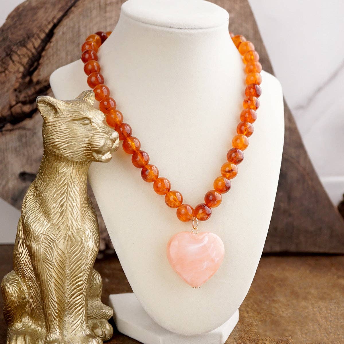 Sweet Tides Chunky Beaded Heart Necklace