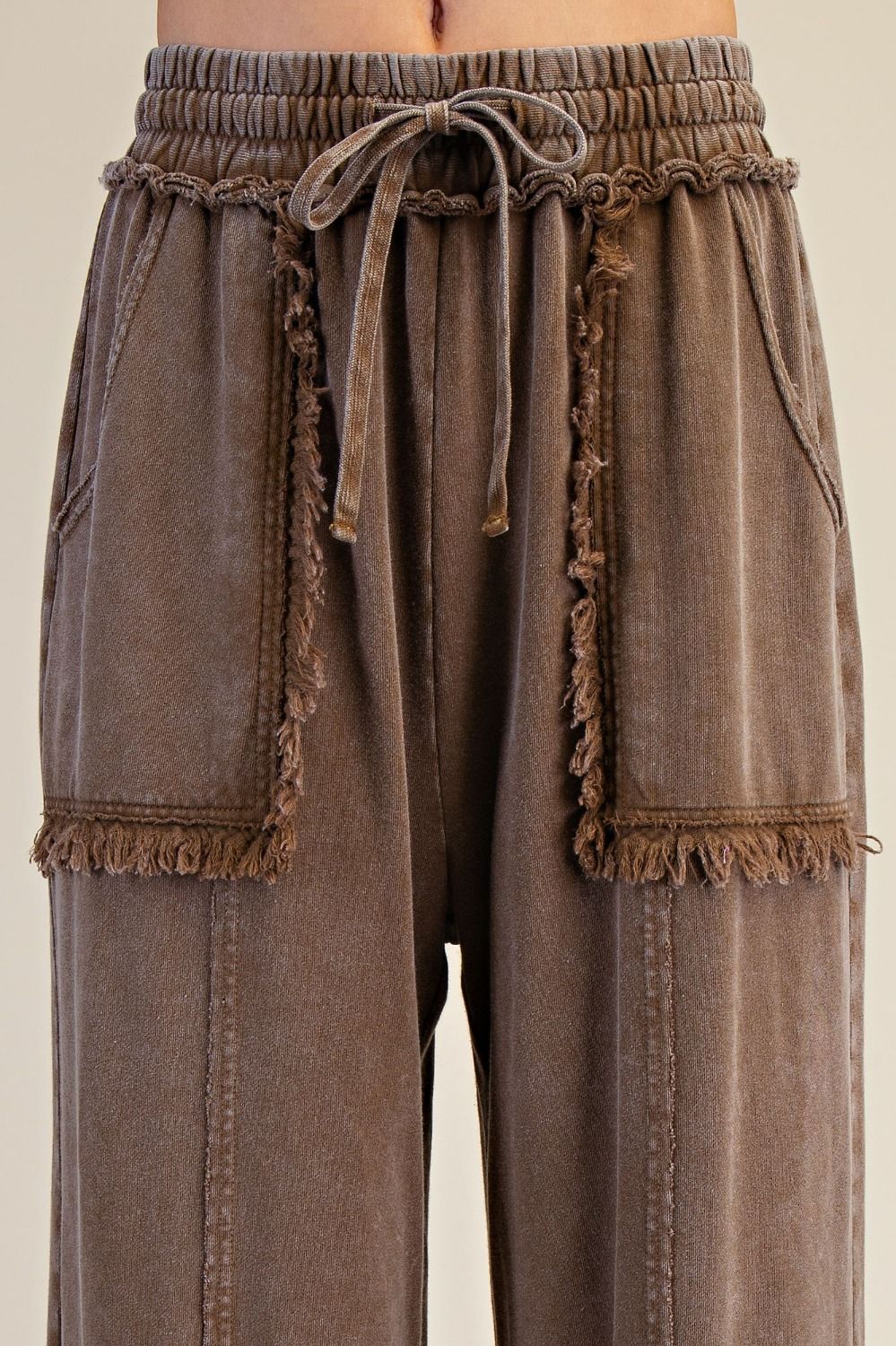 EASEL Wide Leg Mineral Washed Terry Pants