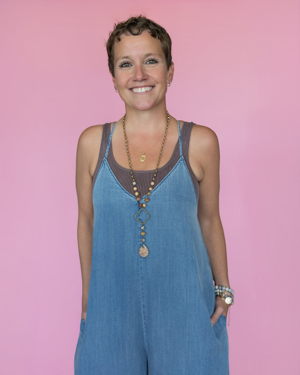 V-Neck Cami Washed Wide-Leg Jumpsuit