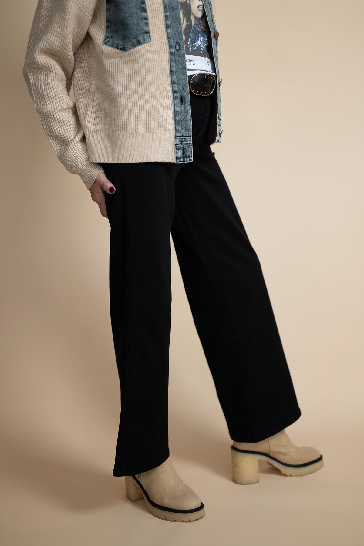 Petite Perfect Black Wide Leg Jeans