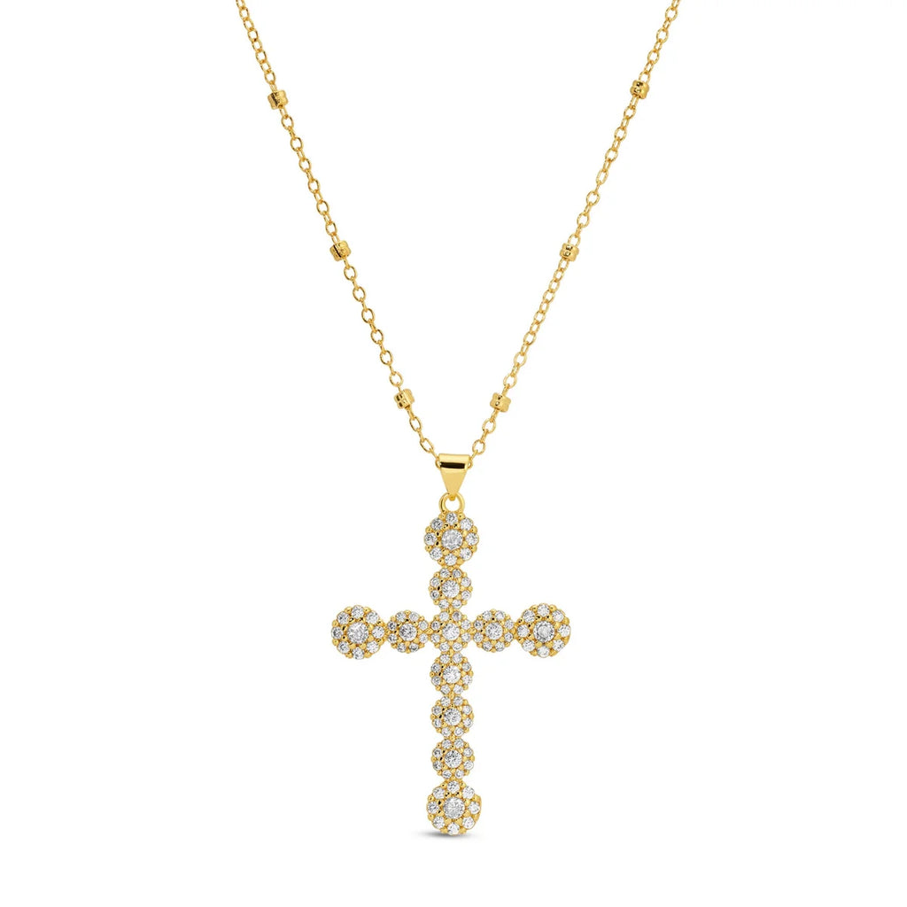 Splendid Iris Long Vintage Vibe Cross Necklace