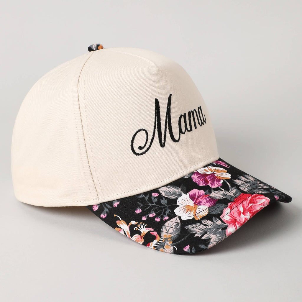 Mama Embroidery Floral Two-Tone Trucker Hat