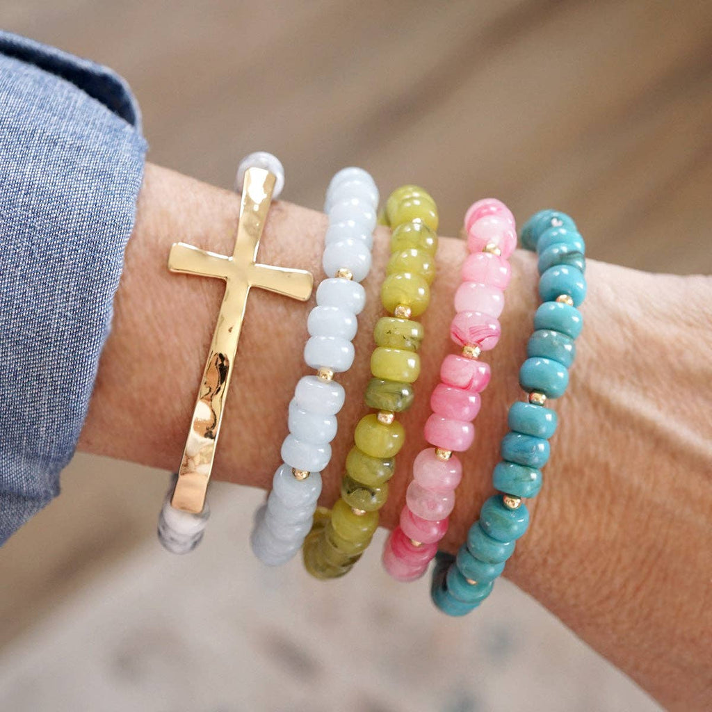 Faithful Pop – Rondelle Acrylic Cross Bracelet