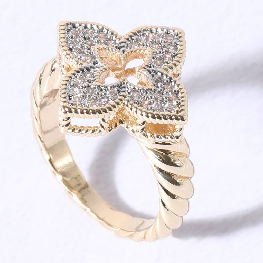 Princess Flower Clover Cubic Zirconia Rings