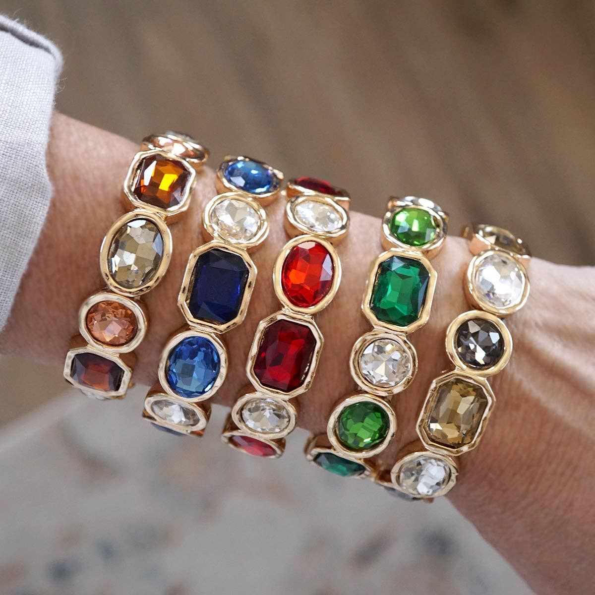 Emerald Green Statement Stretch Gem Bangle