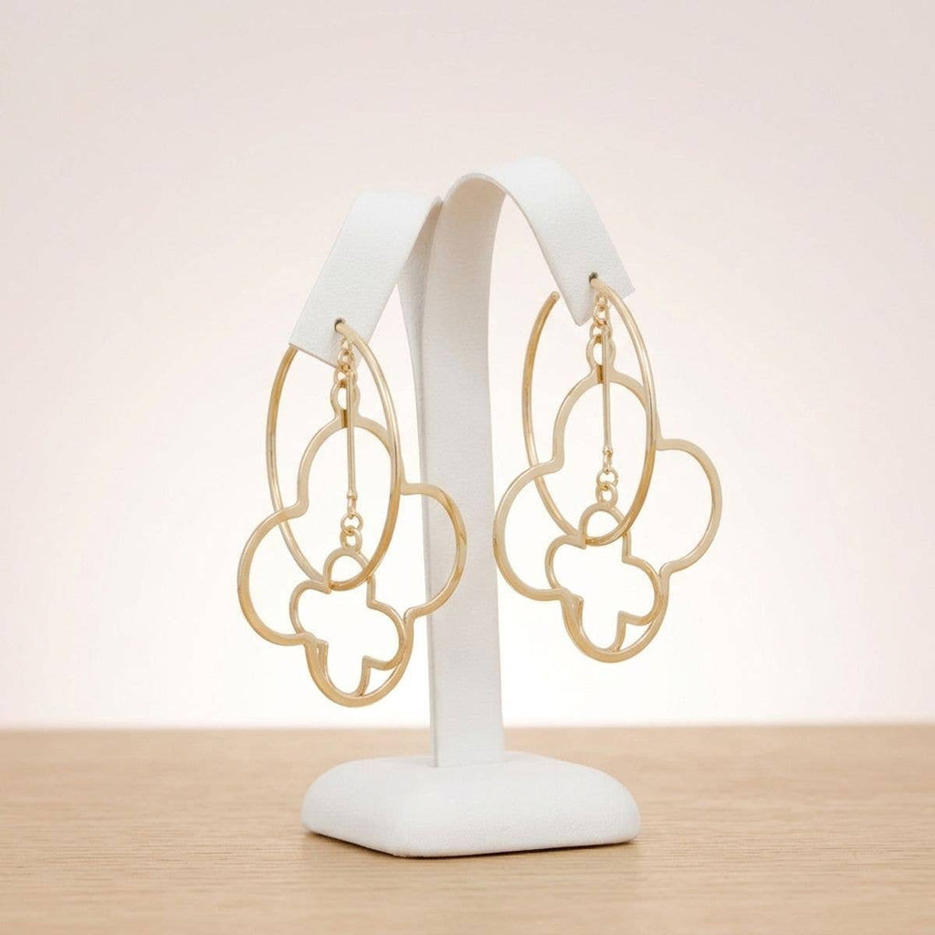 Hoop Gold Interconnected Quatrefoil Earrings