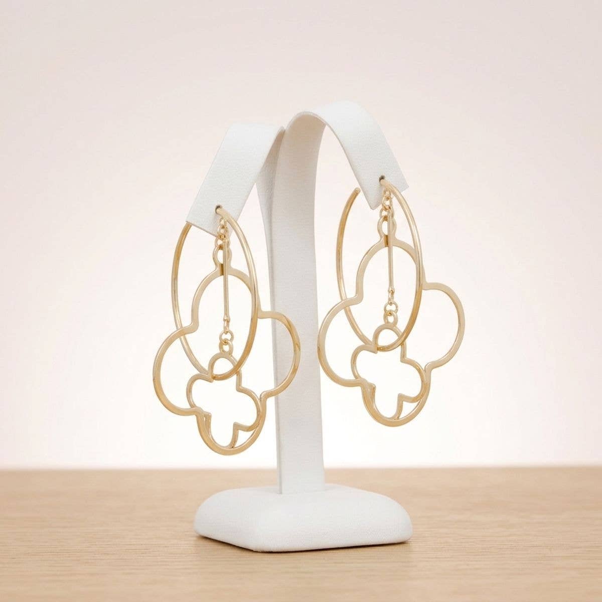 Hoop Gold Interconnected Quatrefoil Earrings
