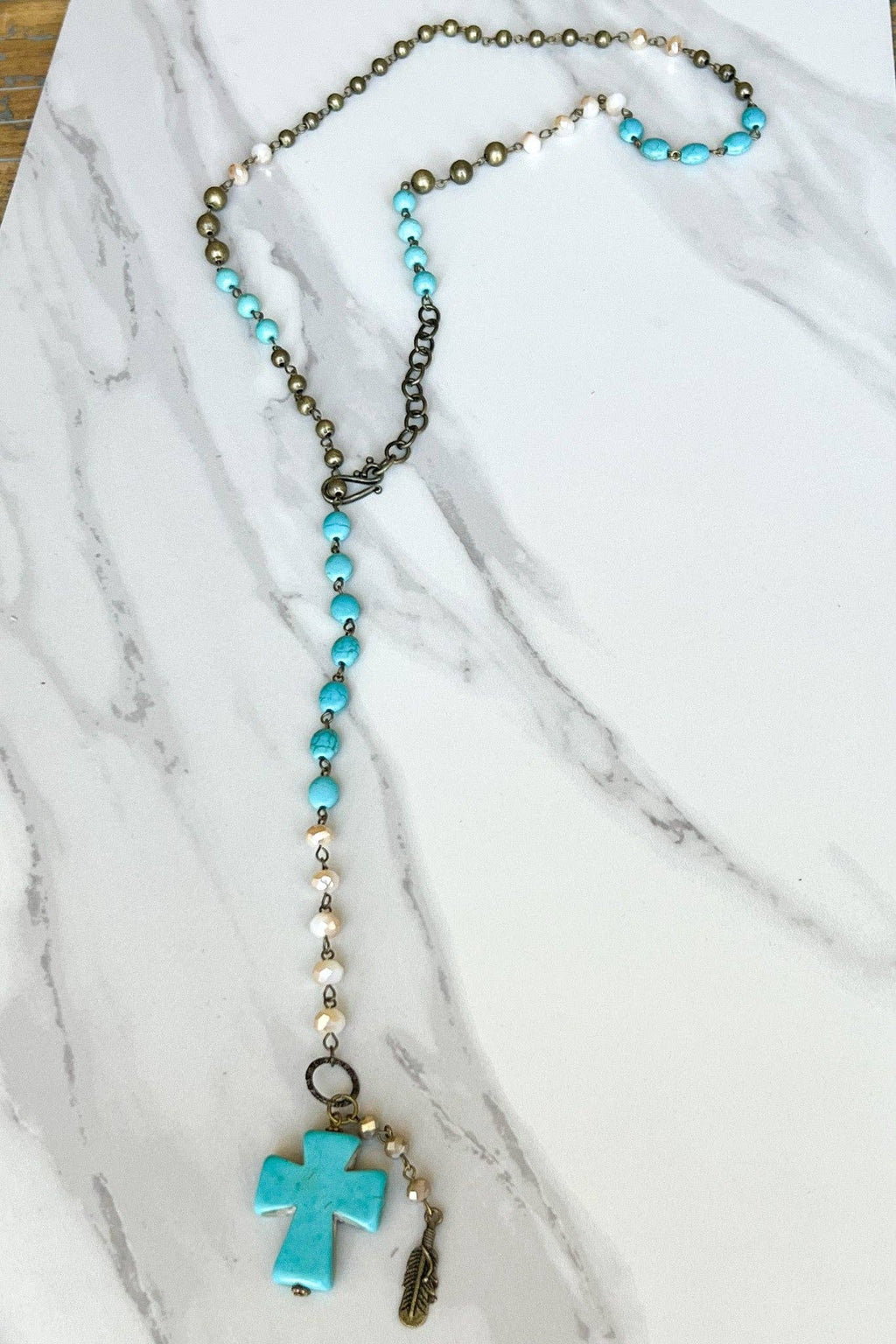 Boho Style Cross Necklace in Turquoise