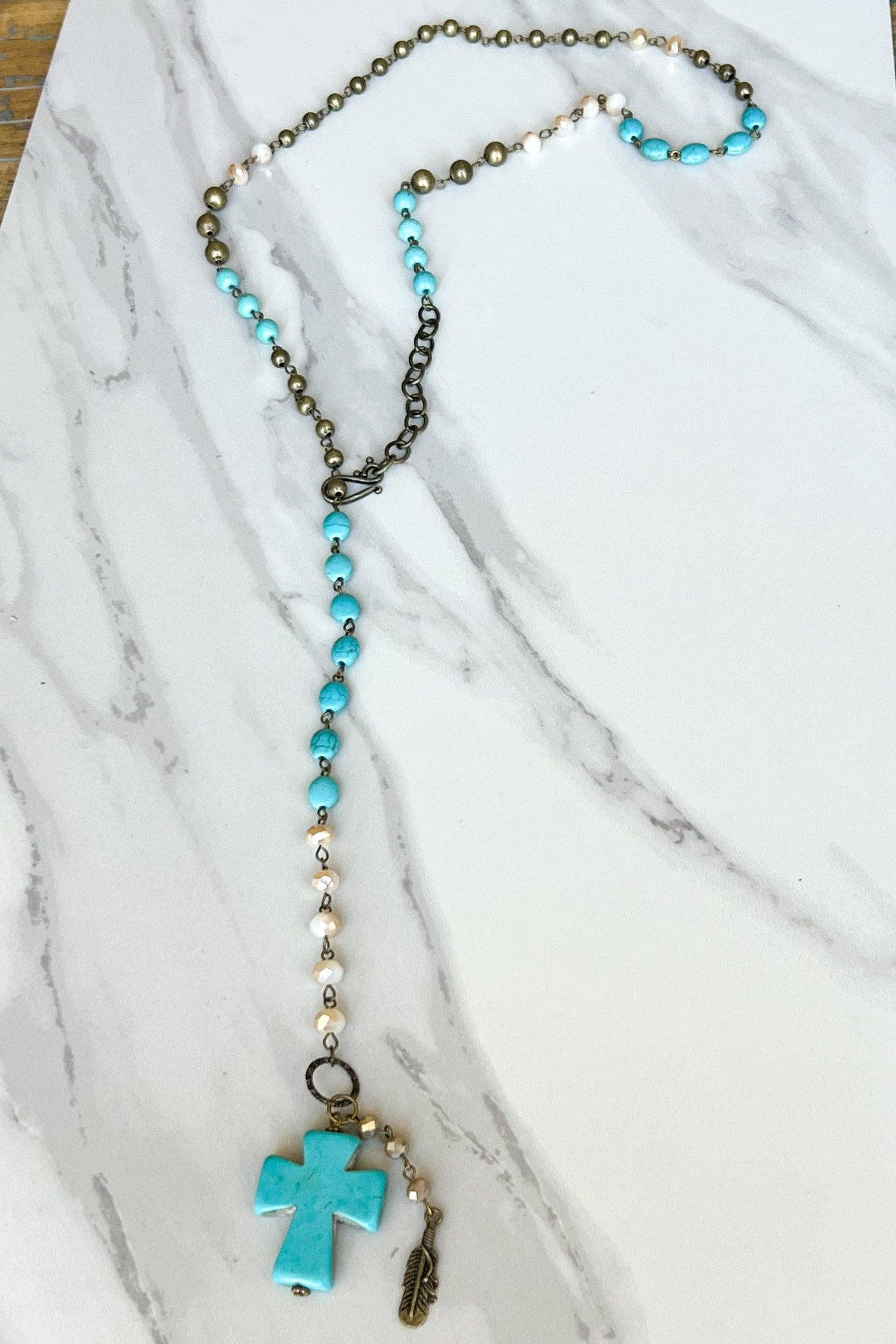 Boho Style Cross Necklace in Turquoise