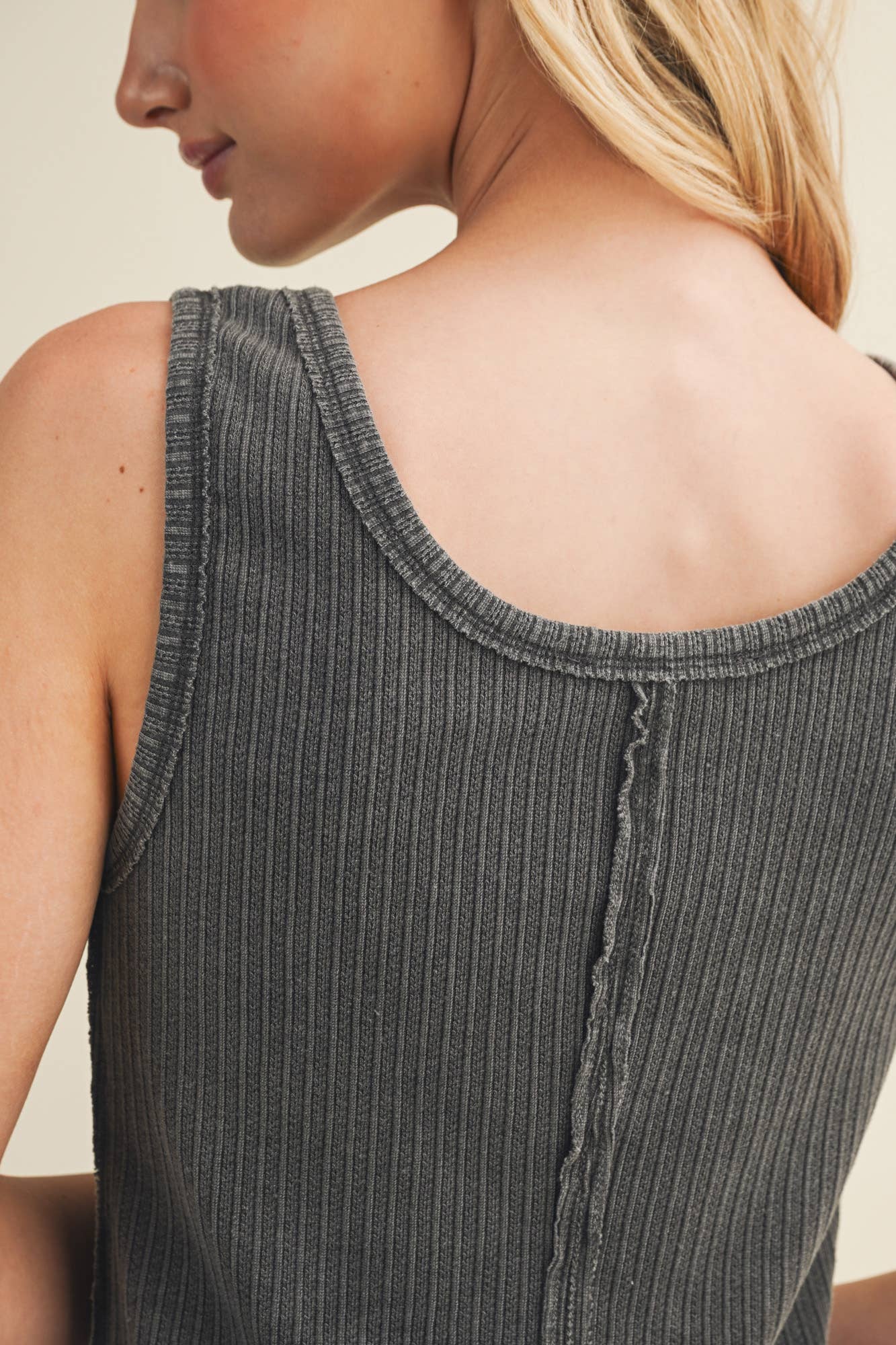 Deconstructed Vertebral Seam Ribbed Top