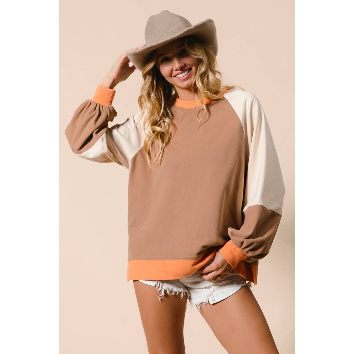 Maris French Terry Color Block Top