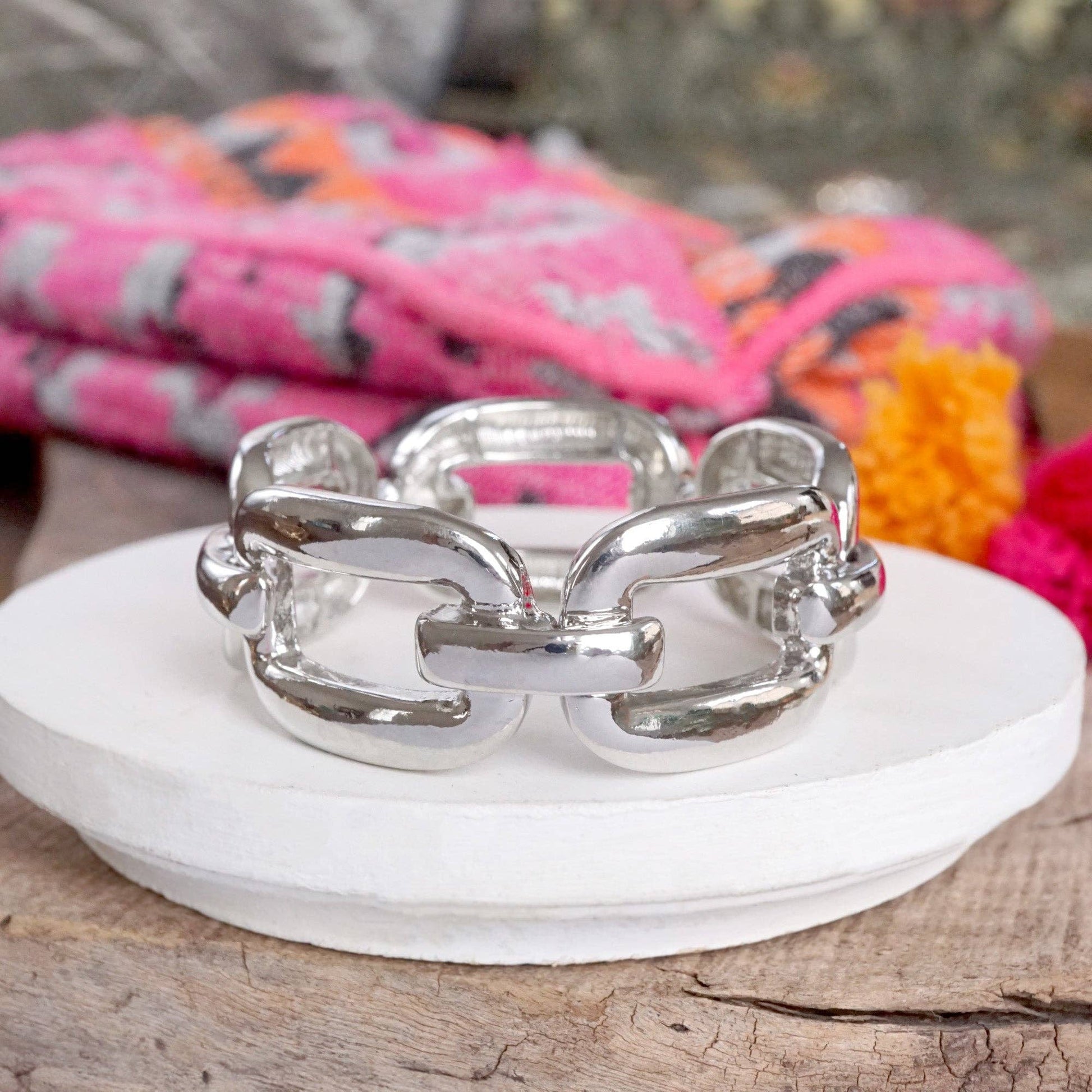 Chunky Chain Statement Stretchy Bangle Bracelet