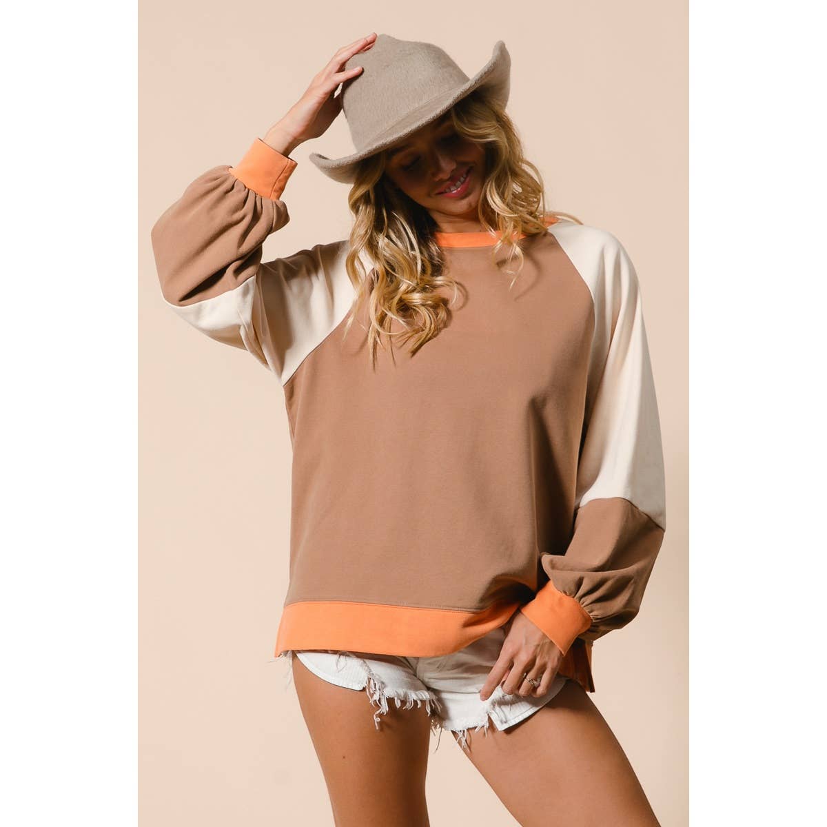 Maris French Terry Color Block Top