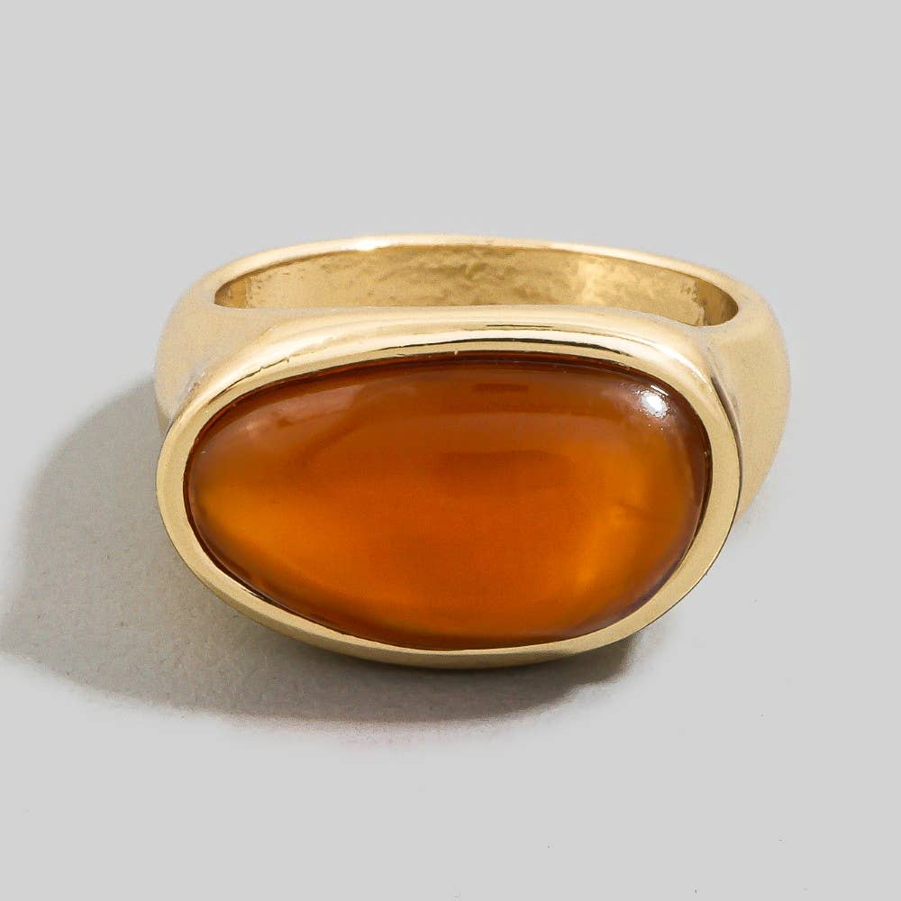 Oval Natural Stone Signet Ring