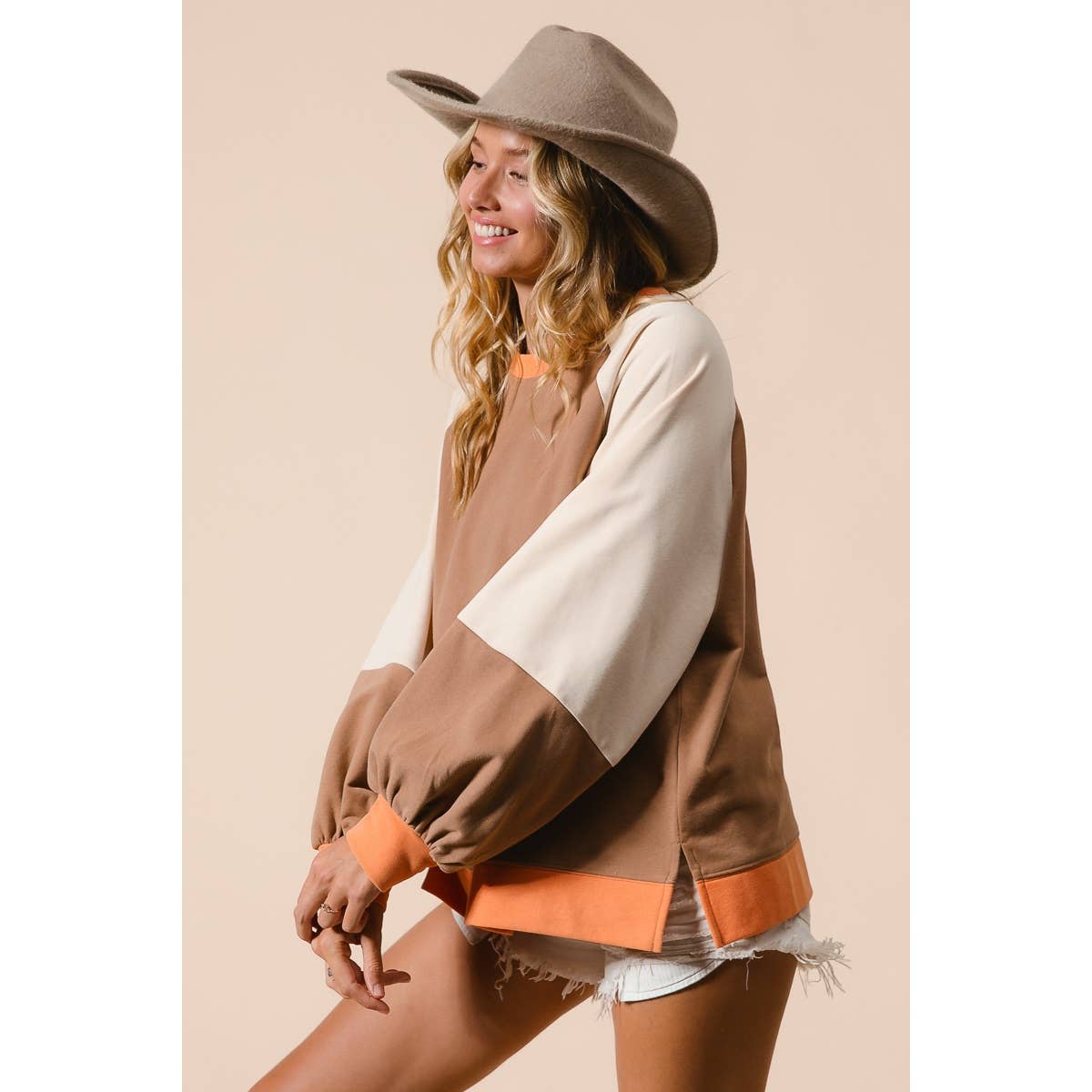 Maris French Terry Color Block Top