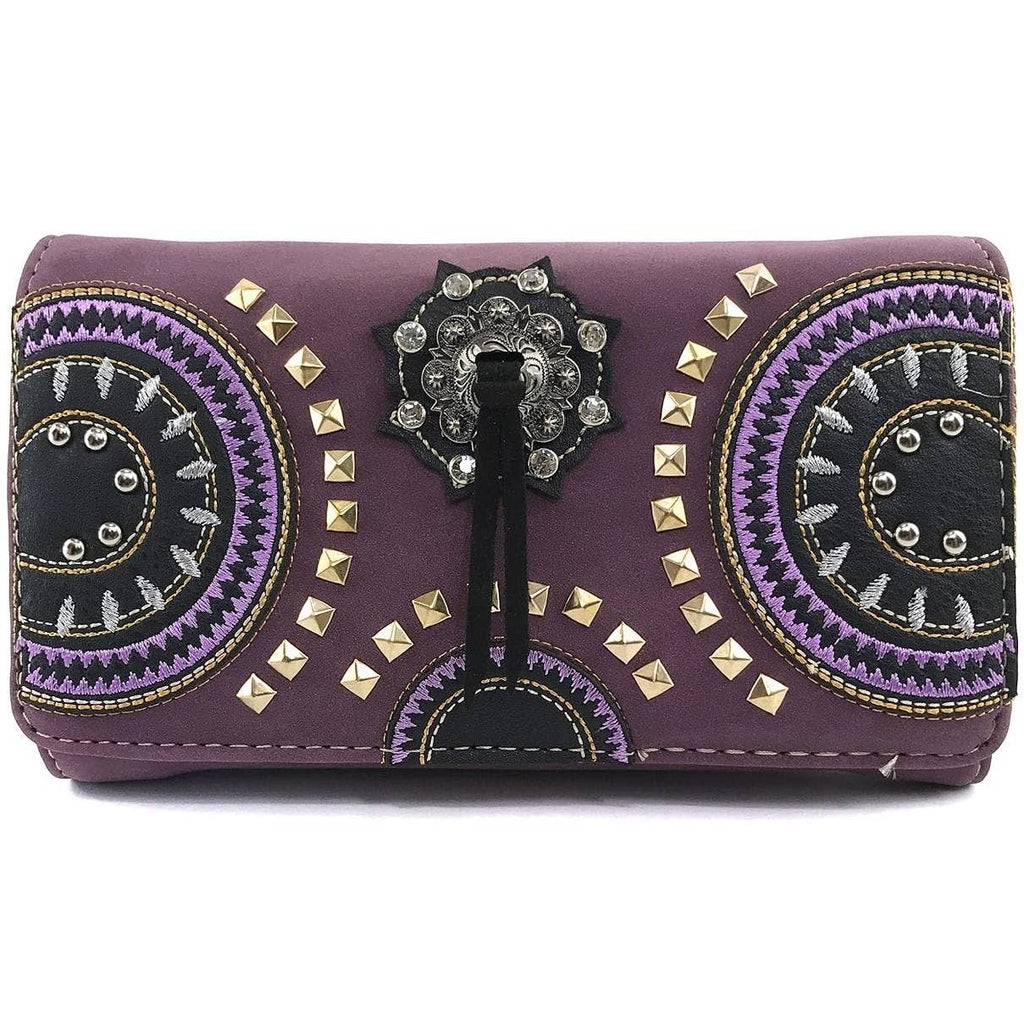 Medallion Concho Vintage Western Crossbody Wallet