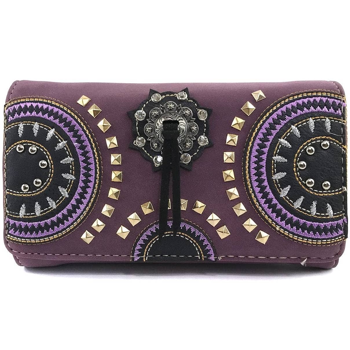 Medallion Concho Vintage Western Crossbody Wallet