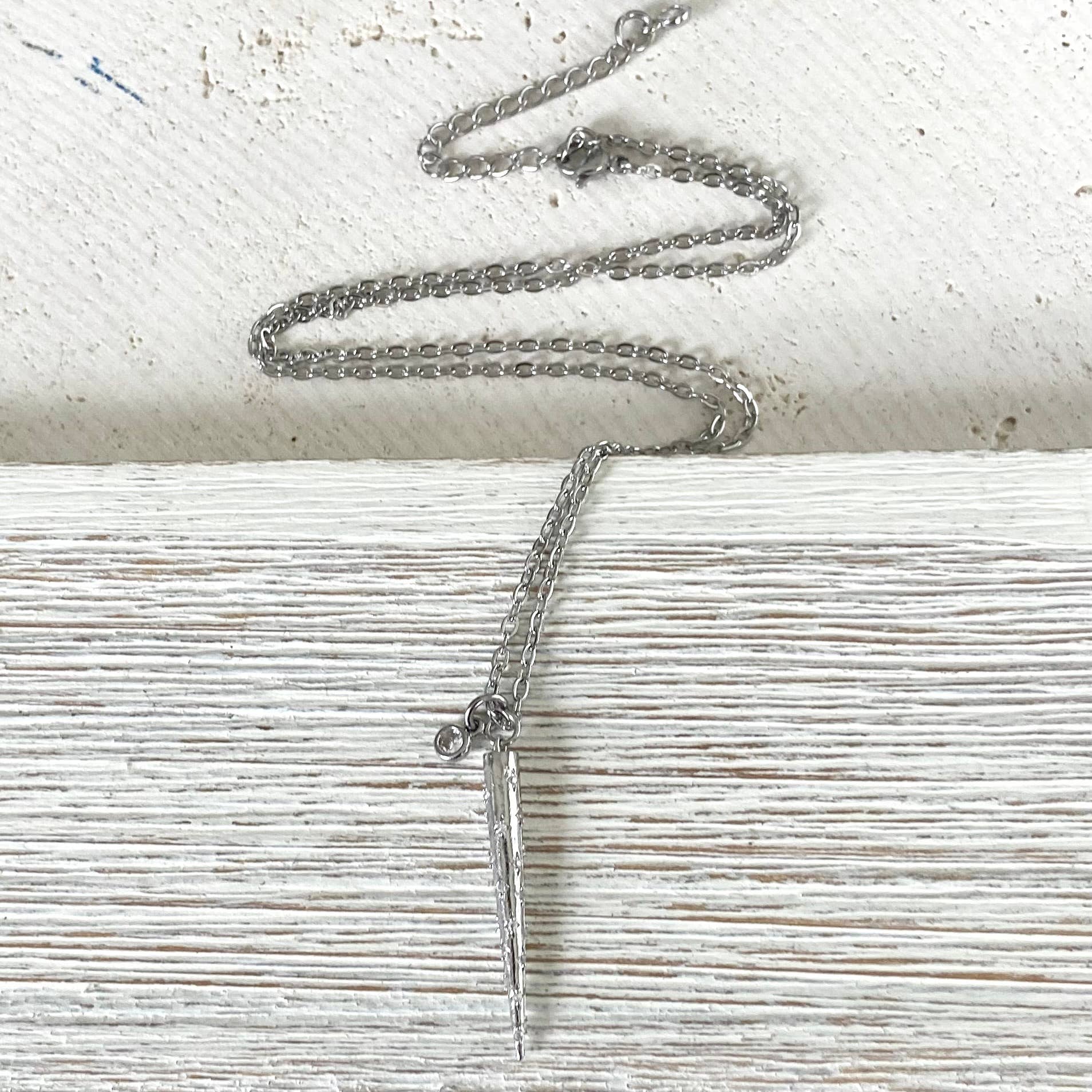 Spike Necklace w/ Clear Crystals