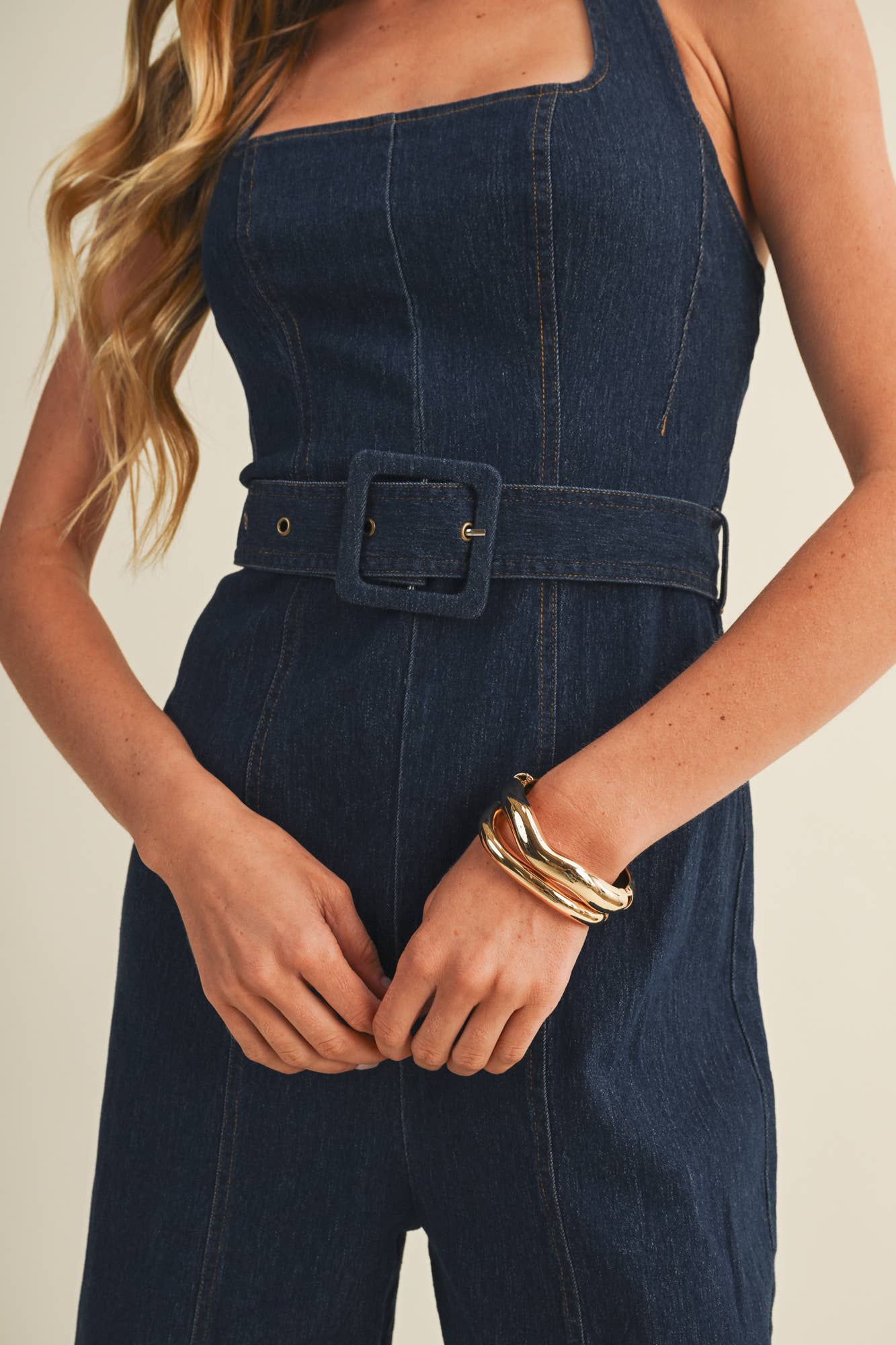 Square-Neck Halter Wide-Leg Jumpsuit