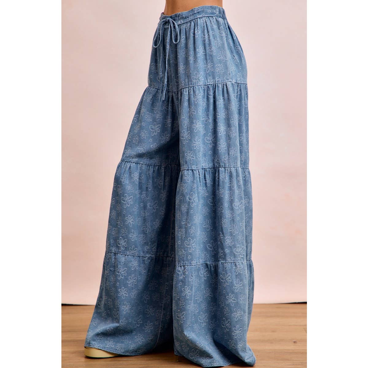 Daisy Tiered Floral Denim Pants