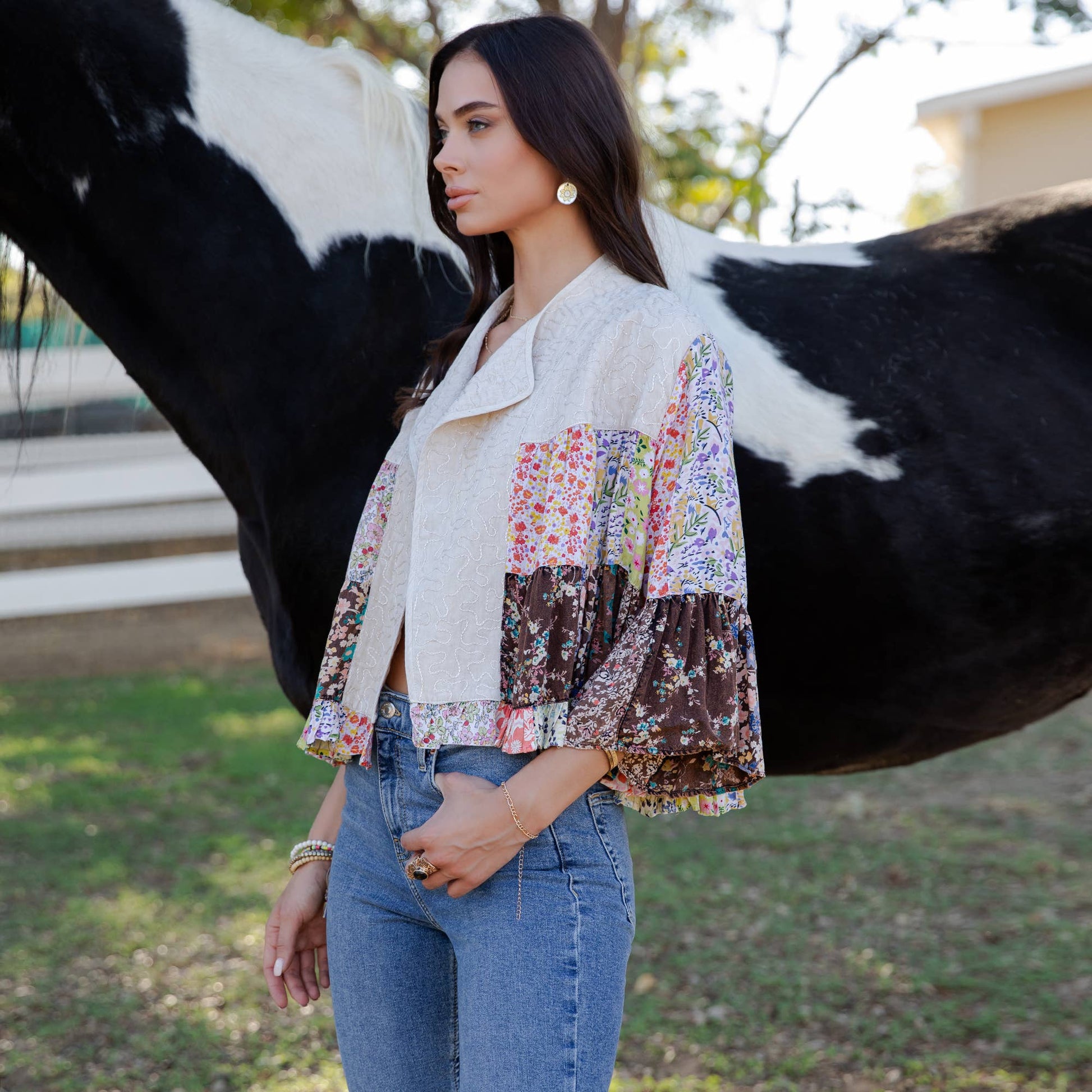 Boho Patchwork Embroidered Summer Shrug Top/ Marlowe