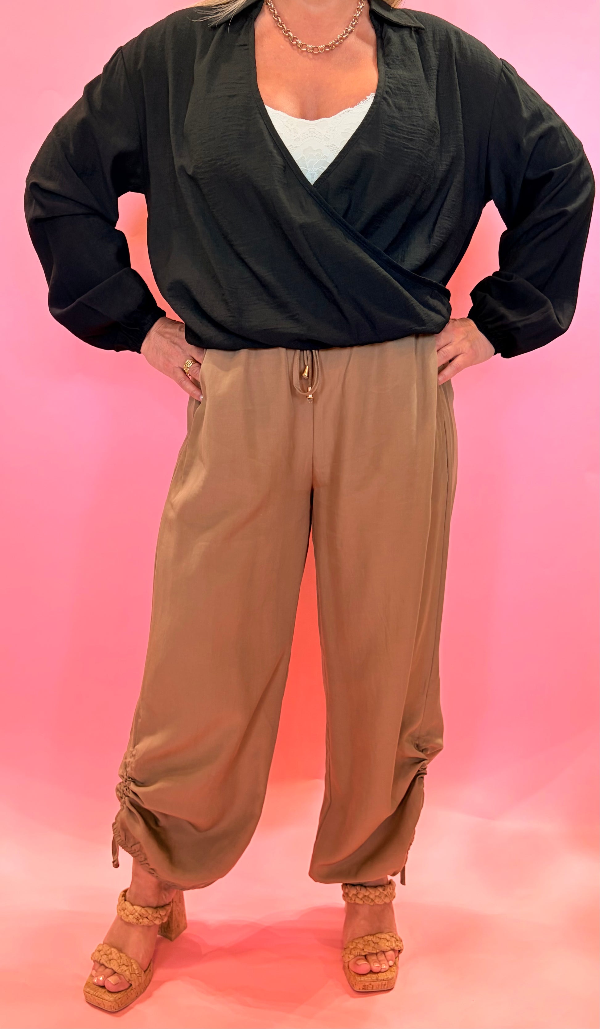 Marley Drapey Twill Adjustable Scrunch Jogger