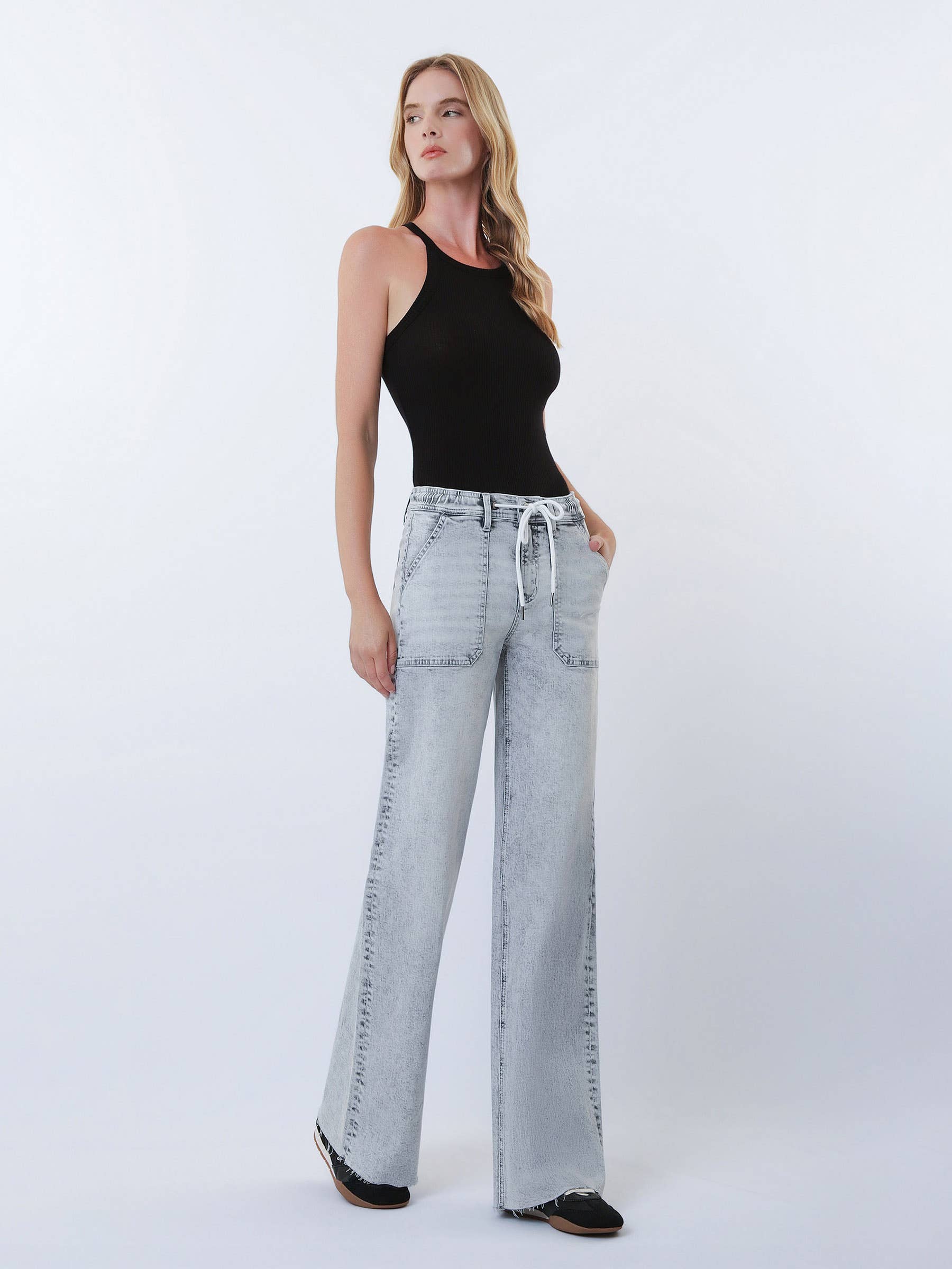 Marlow High Rise Drawstring Wide Leg Jeans