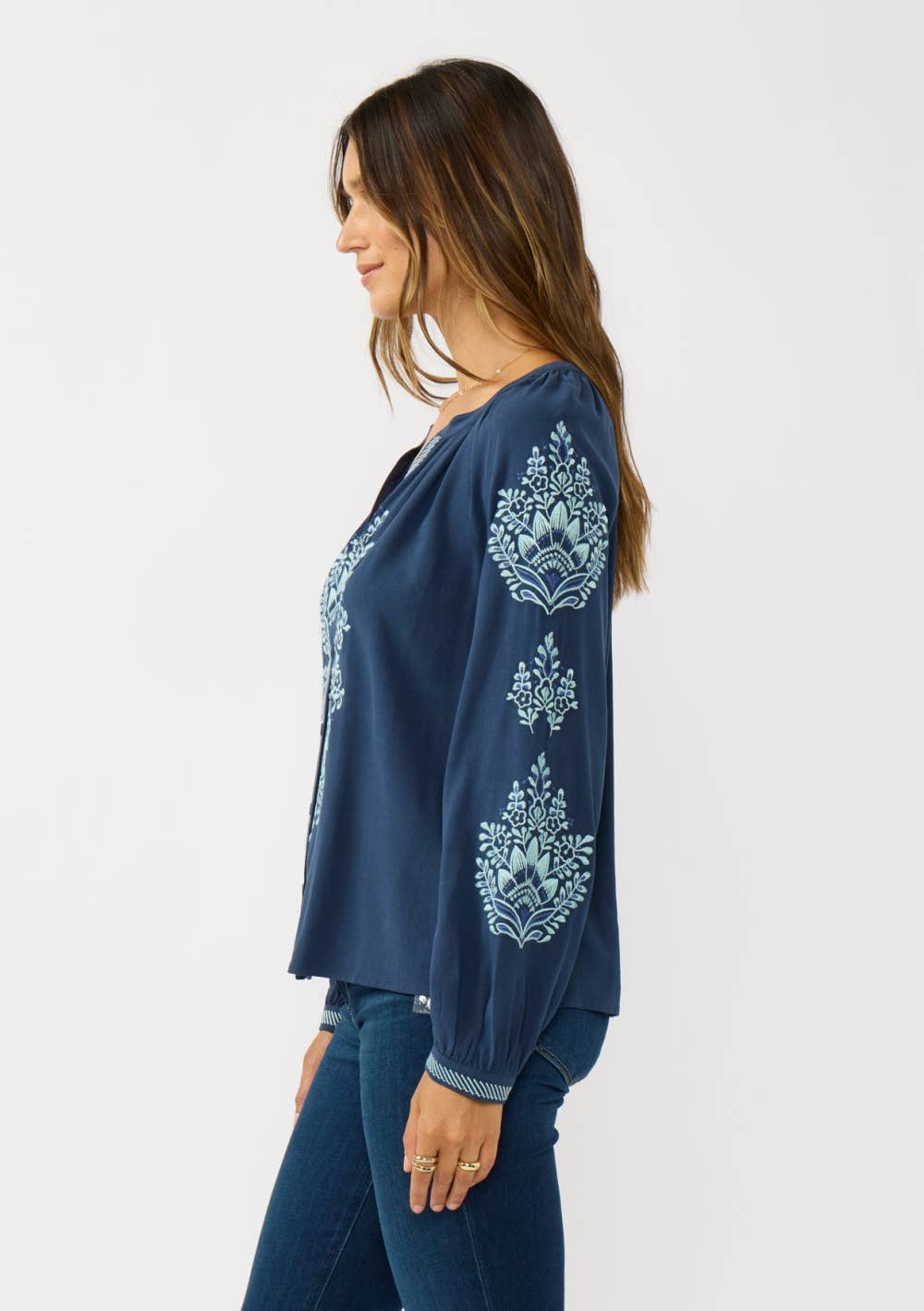 Maeve Embroidered Button Blouse