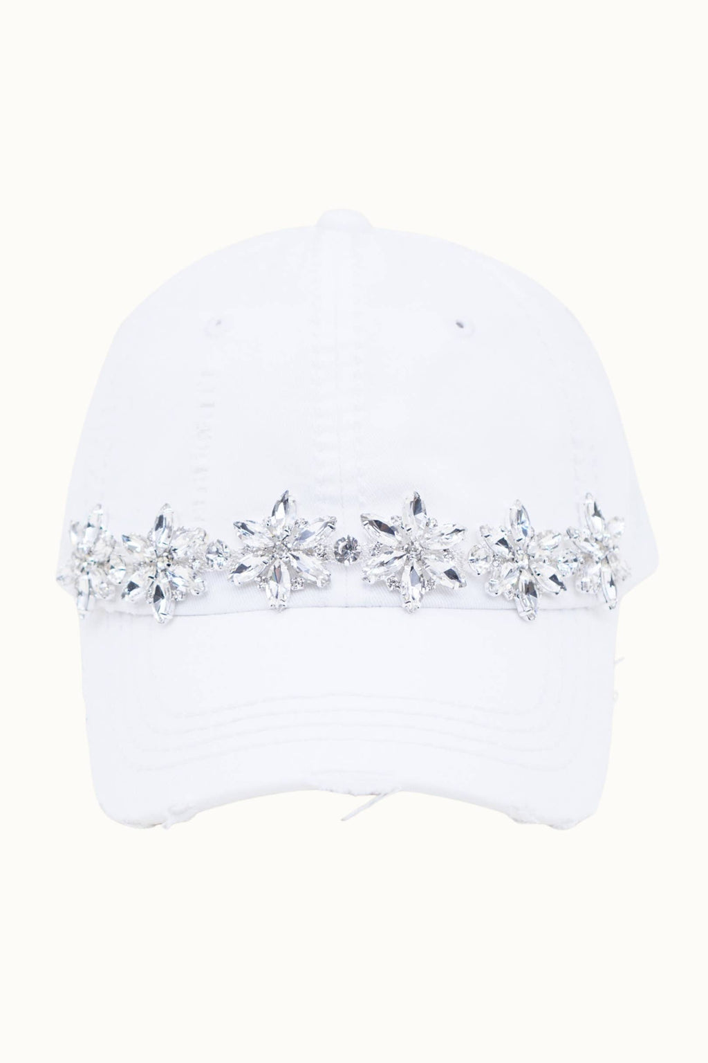 Bejeweled Bling Glitz Distressed Cap, Adjustable