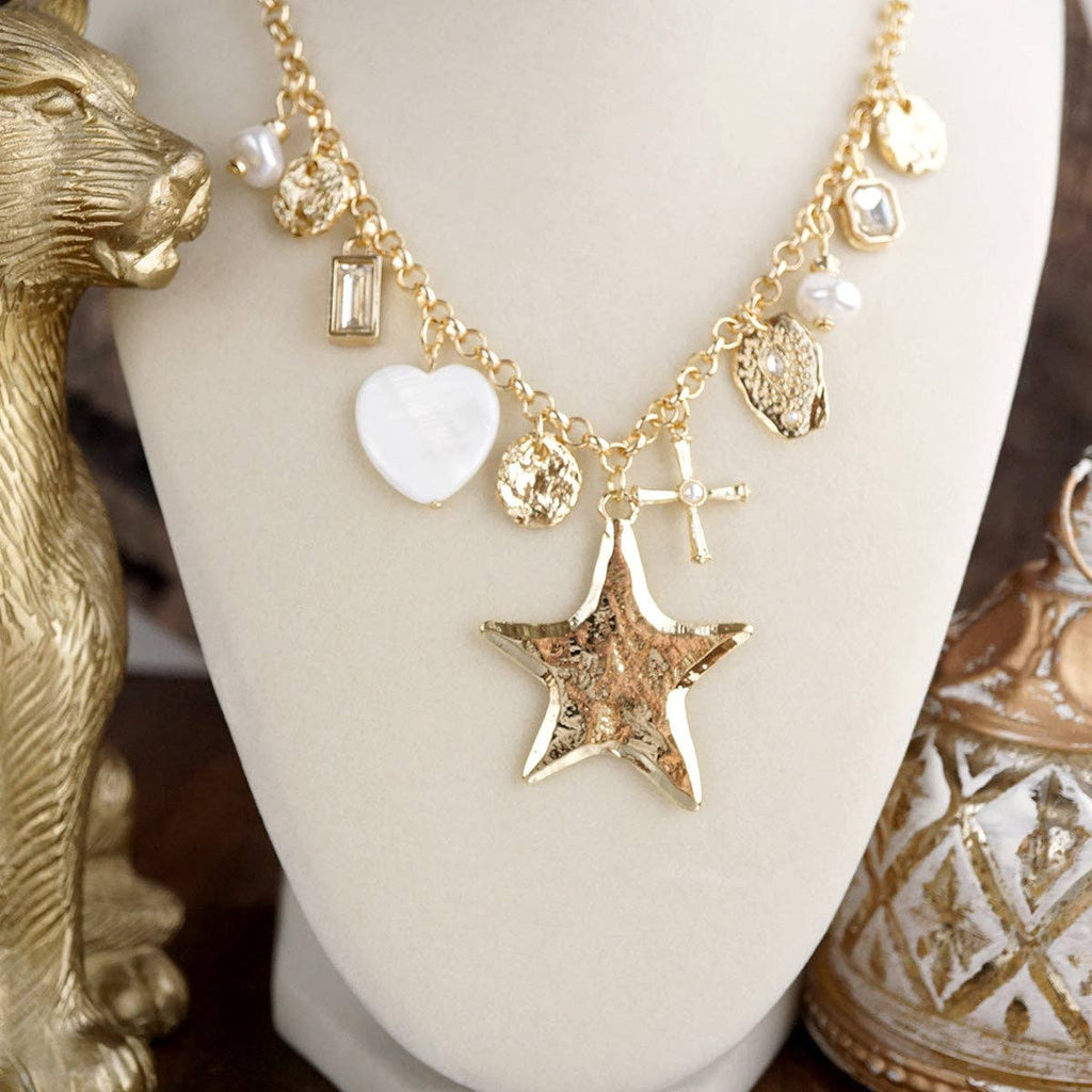 Golden Keepsake – Mixed Charm Star Necklace