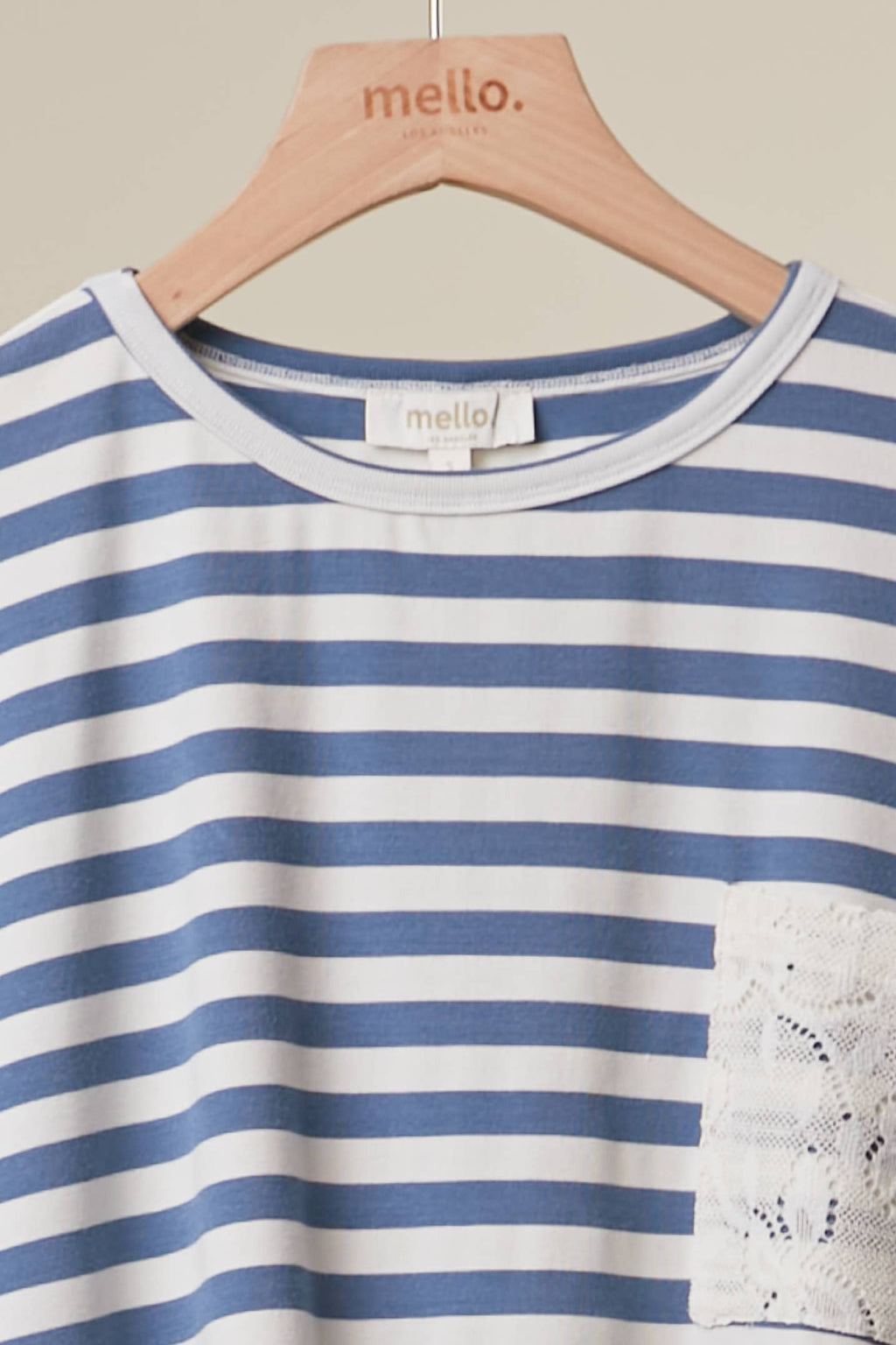 Striped Lace Trim Relaxed Top