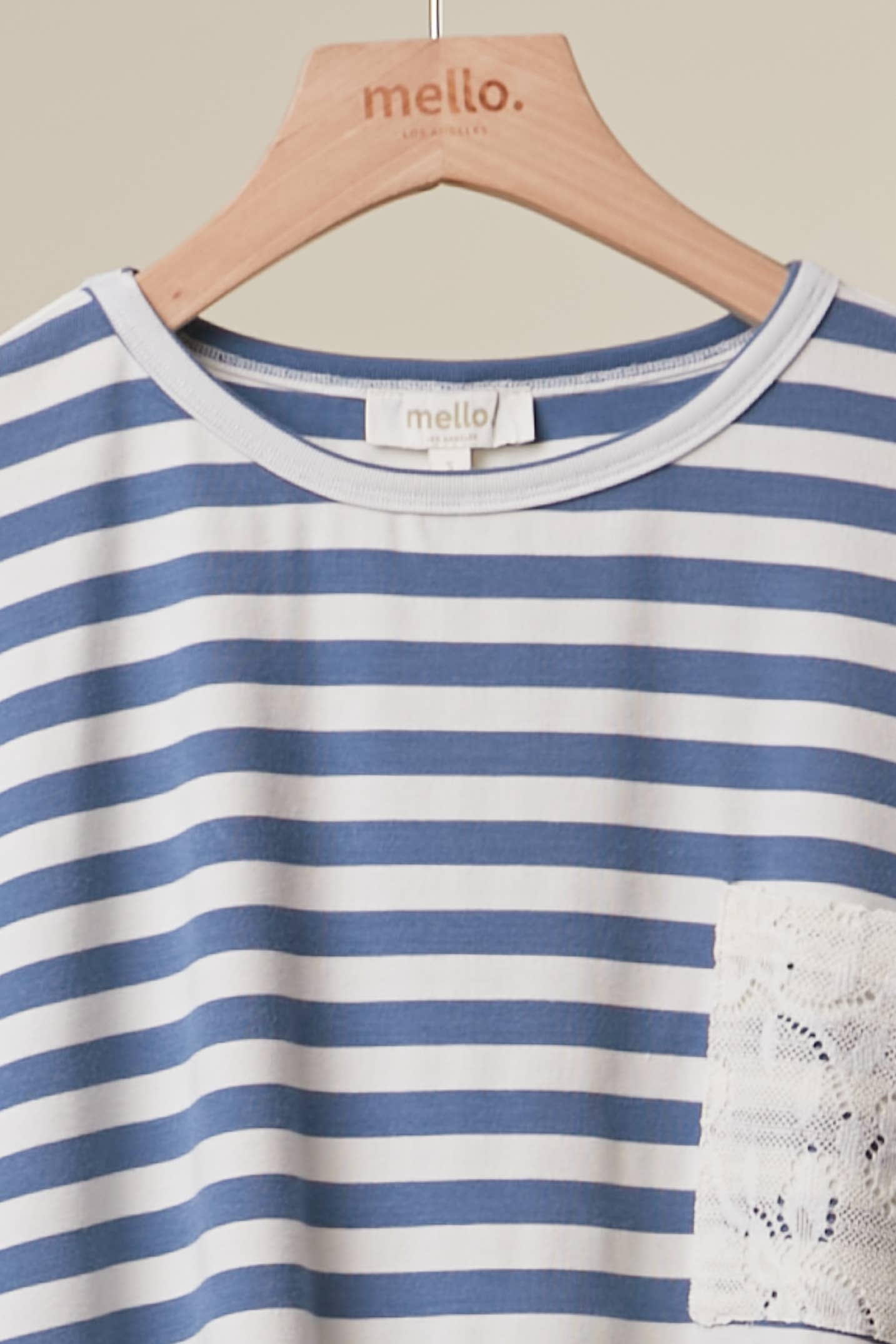 Striped Lace Trim Relaxed Top