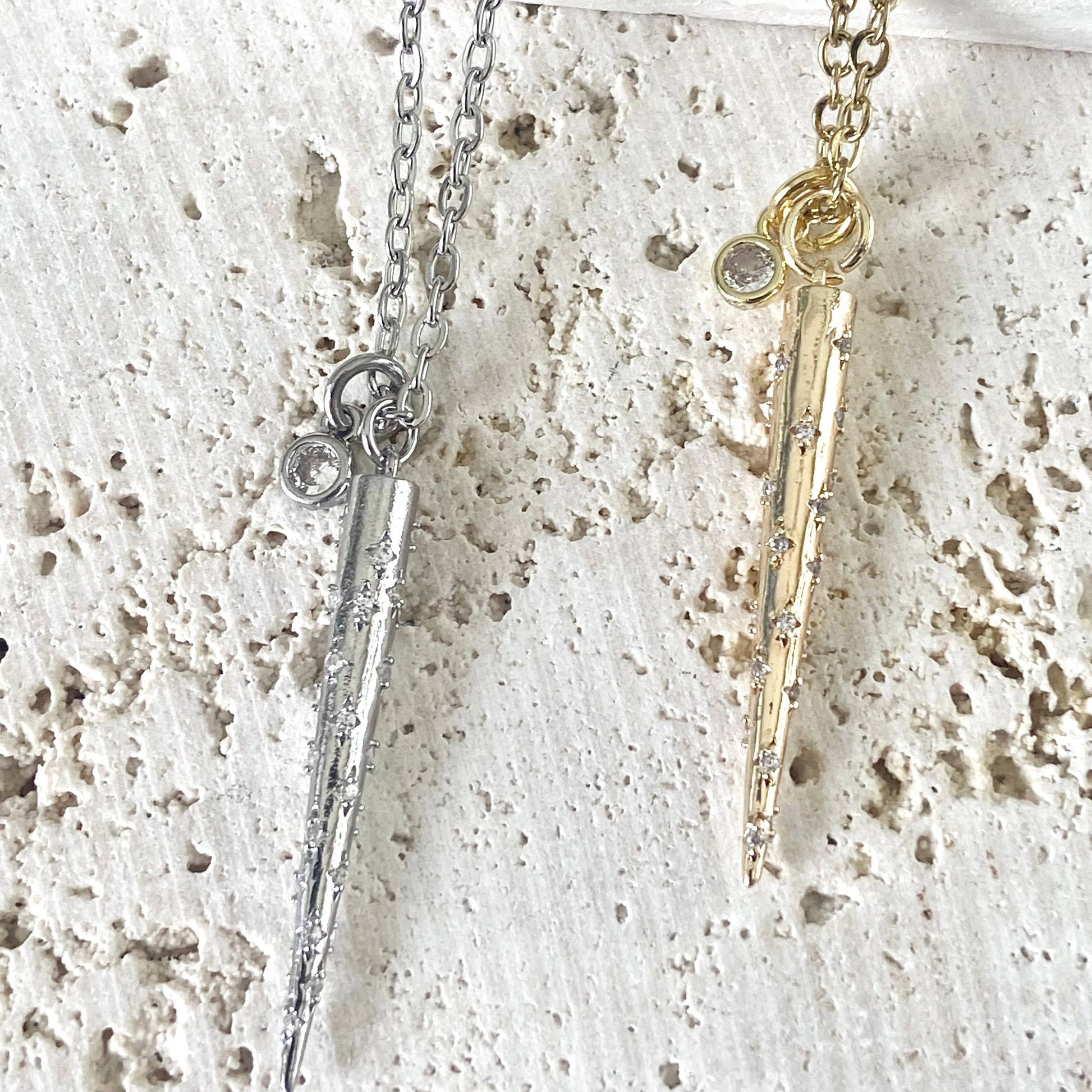 Spike Necklace w/ Clear Crystals