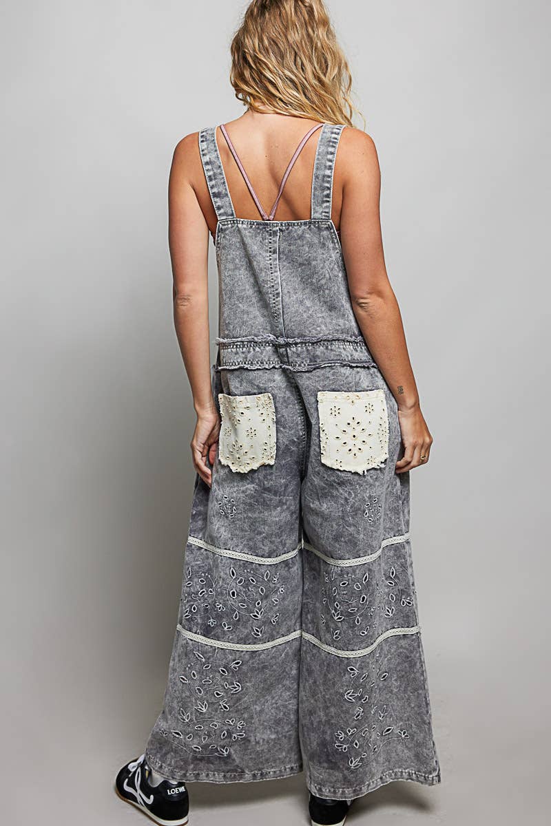 POL Twill Denim Wide Leg Overalls