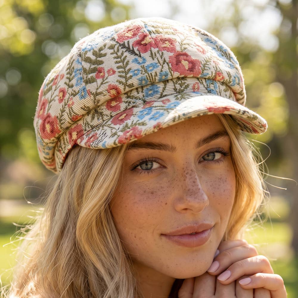 Marielle Floral Tapestry Newsboy Cap