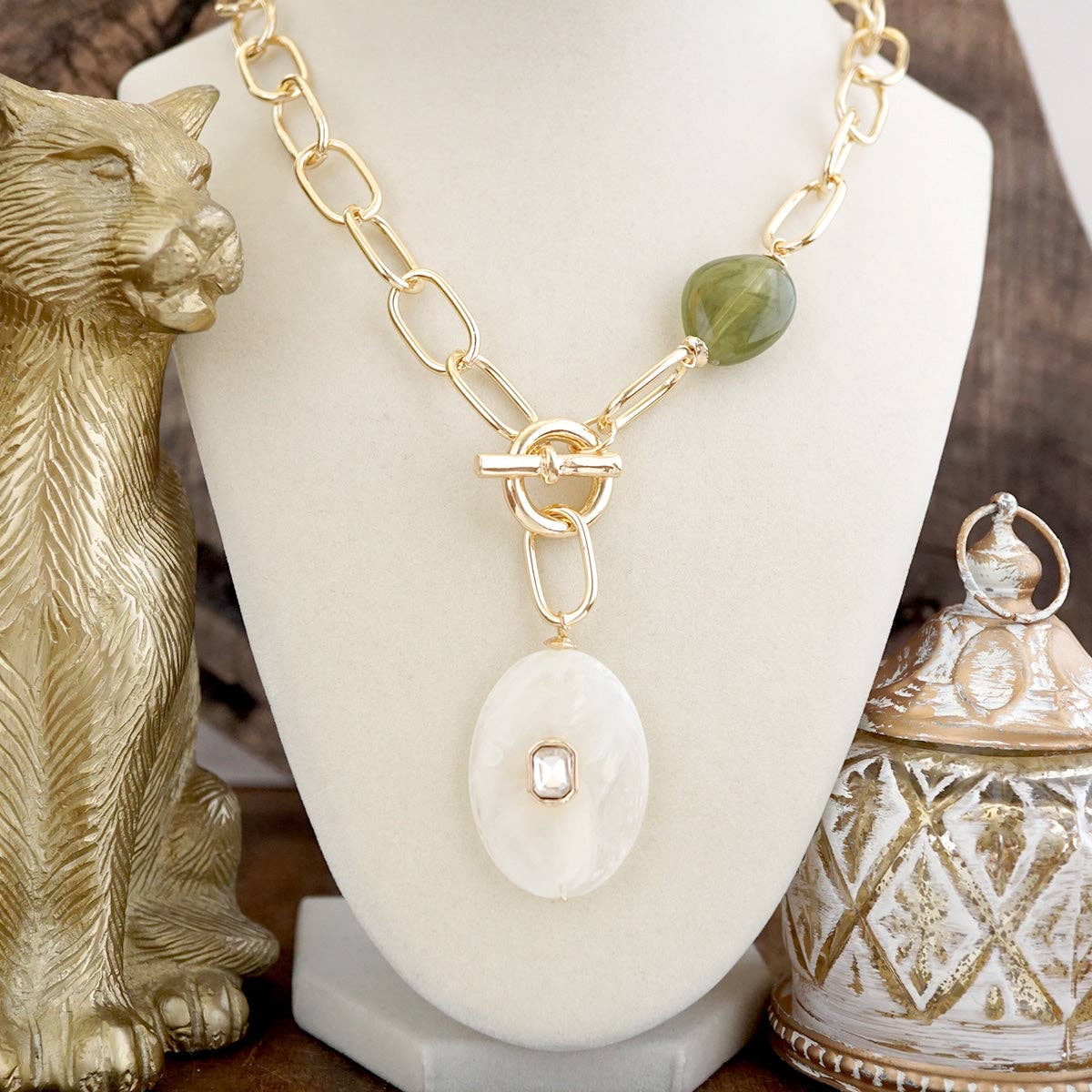 Prism Drift – Marbled Acrylic Stone Lariat Necklace
