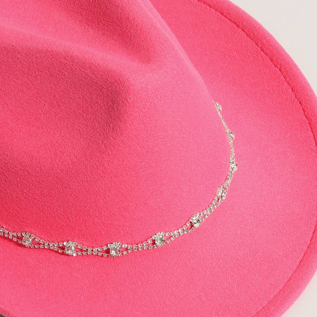 Rhinestone Decorative Solid Color Cowboy Hat